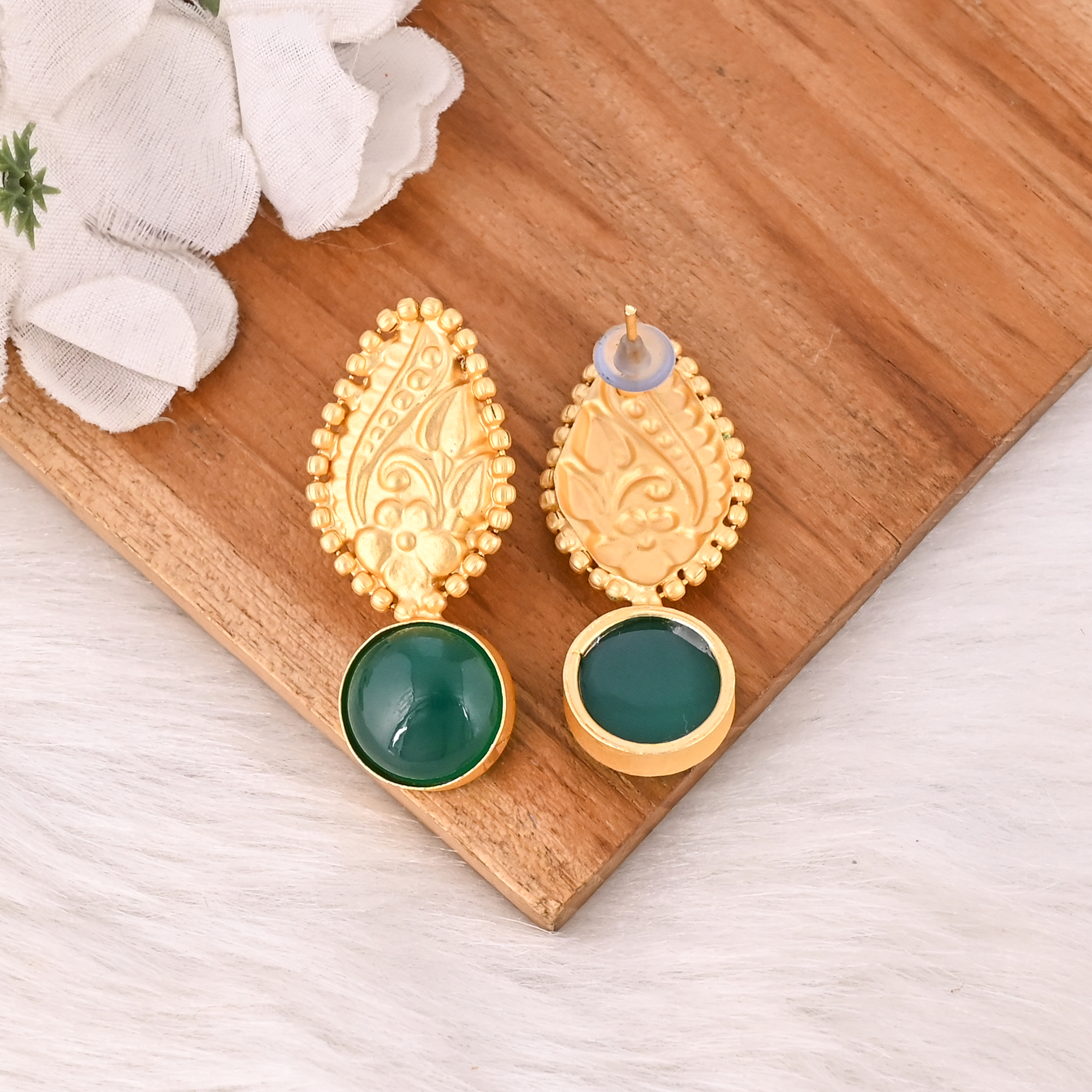 Stylish Green Onyx Earring Handmade Gemstone Jewelry for Women