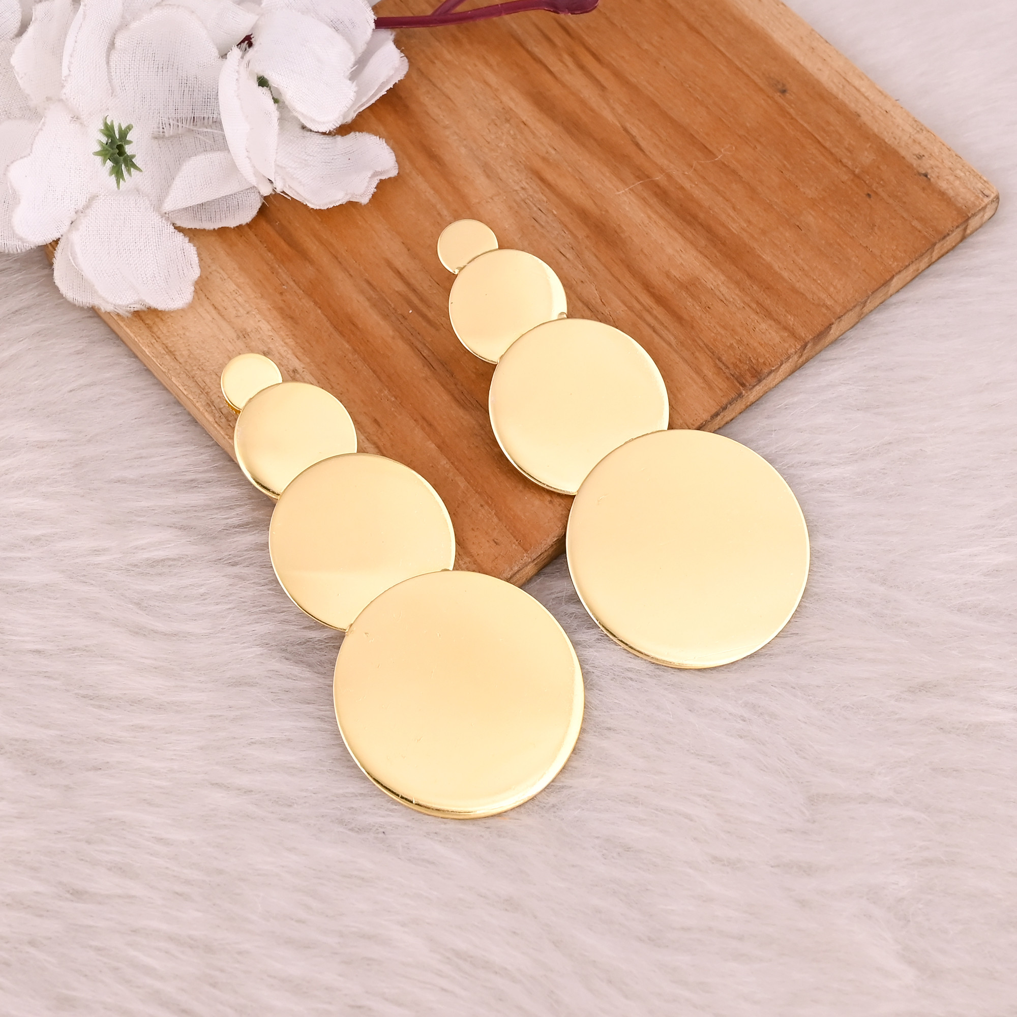 Handmade Yellow Gold Plated Brass Designer Round Circel Earring Wholesale Lot 25 Pairs