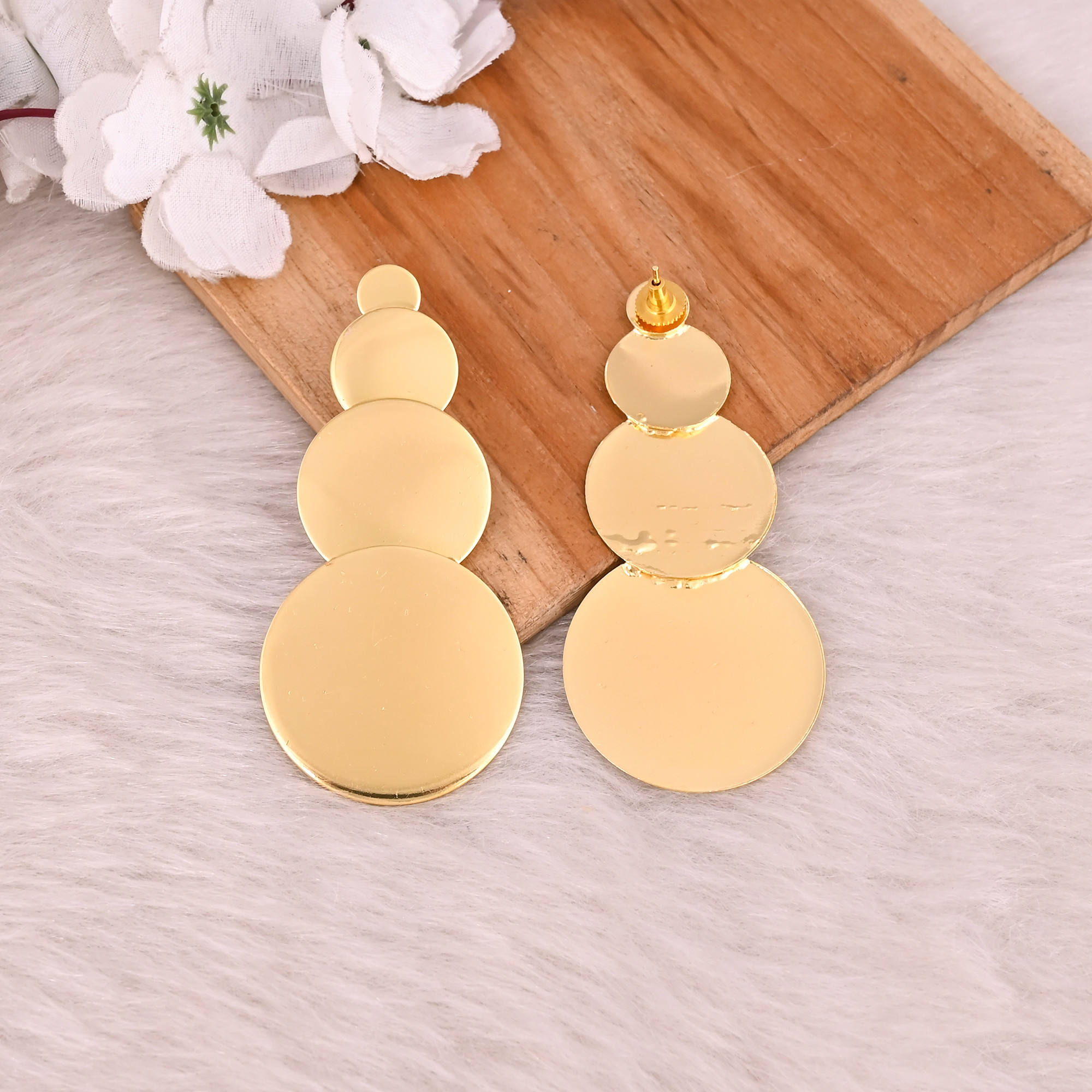 Handmade Yellow Gold Plated Brass Designer Round Circel Earring Wholesale Lot 25 Pairs
