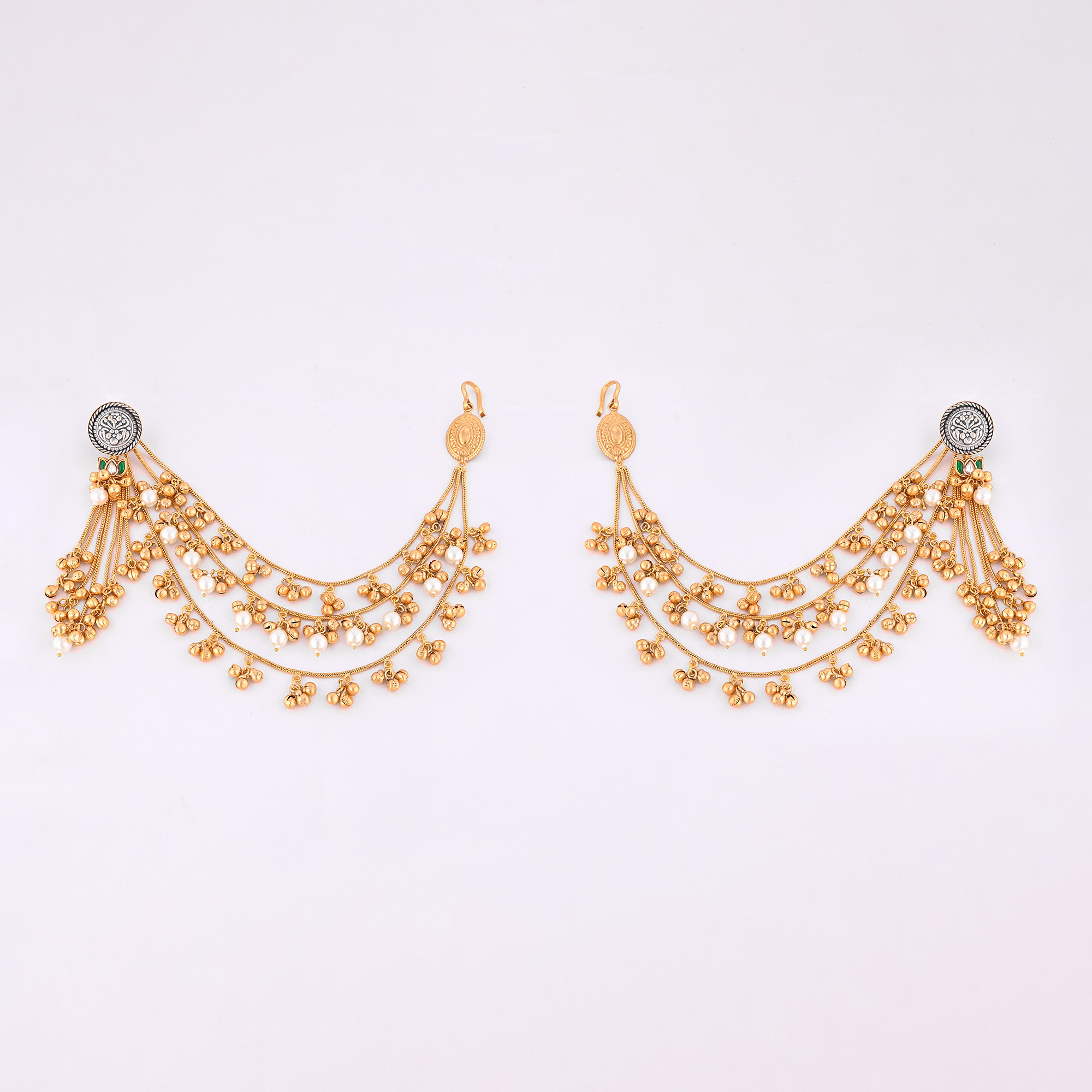 Gold Finish Festive jewelry Layered Long Chain Beaded Chandelier Traditional Earring Indian Women Earrings Fusion Jewelry