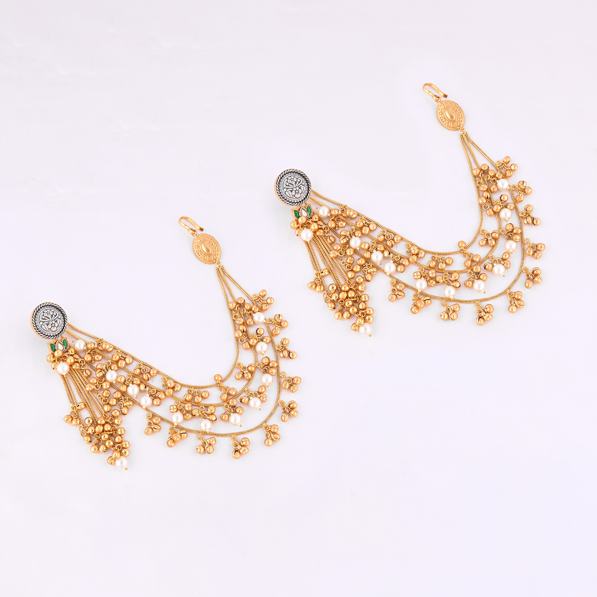 Gold Finish Festive jewelry Layered Long Chain Beaded Chandelier Traditional Earring Indian Women Earrings Fusion Jewelry