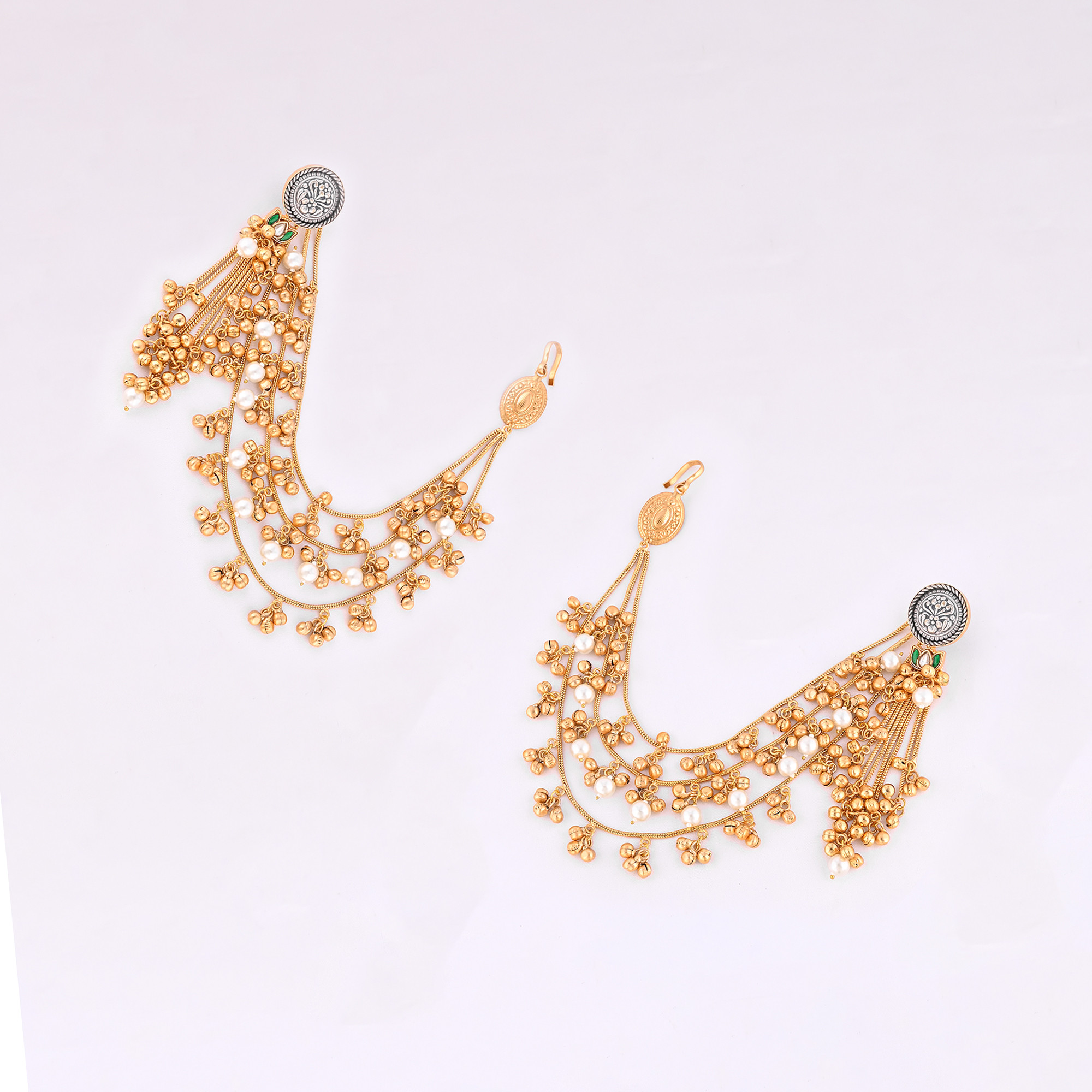 Gold Finish Festive jewelry Layered Long Chain Beaded Chandelier Traditional Earring Indian Women Earrings Fusion Jewelry