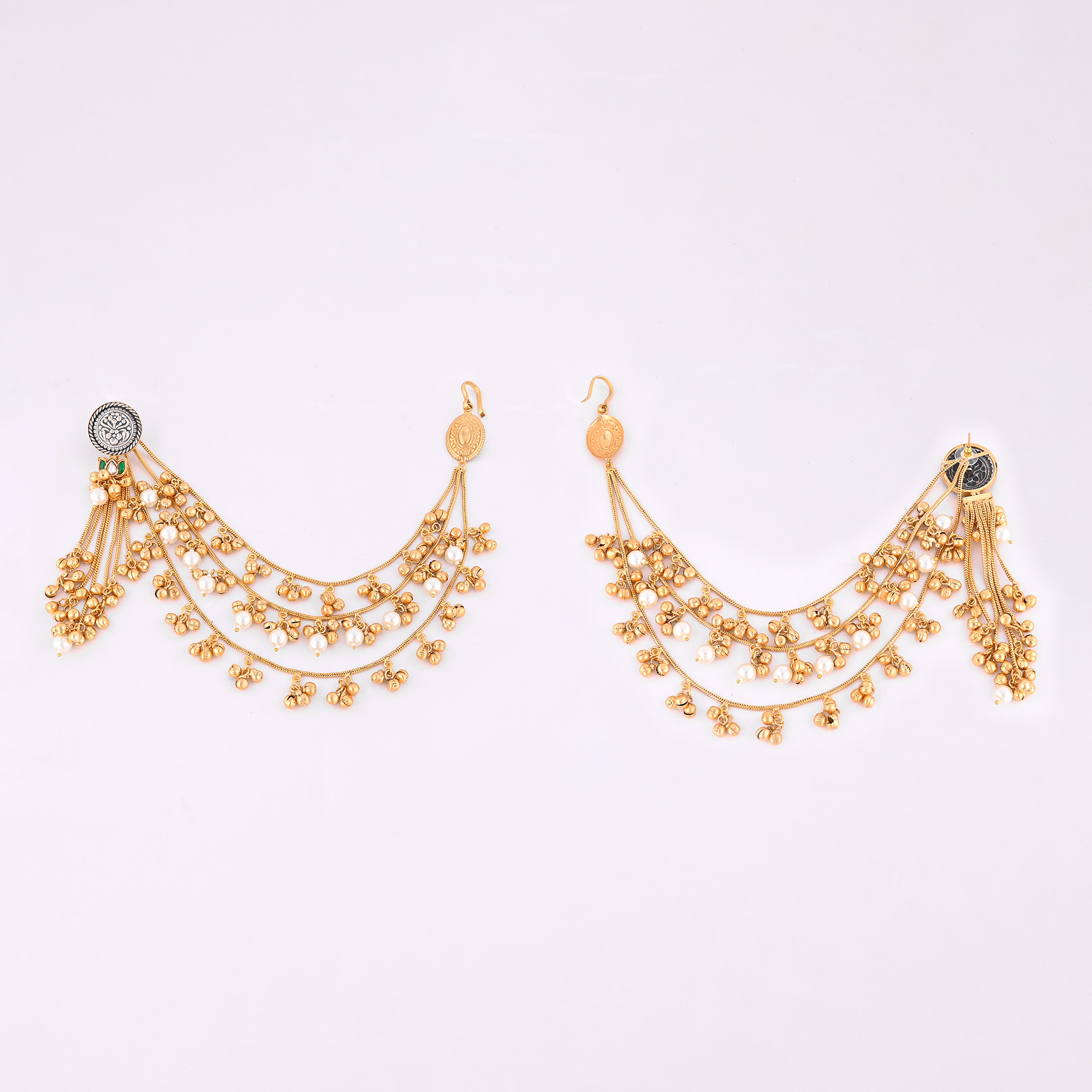 Gold Finish Festive jewelry Layered Long Chain Beaded Chandelier Traditional Earring Indian Women Earrings Fusion Jewelry