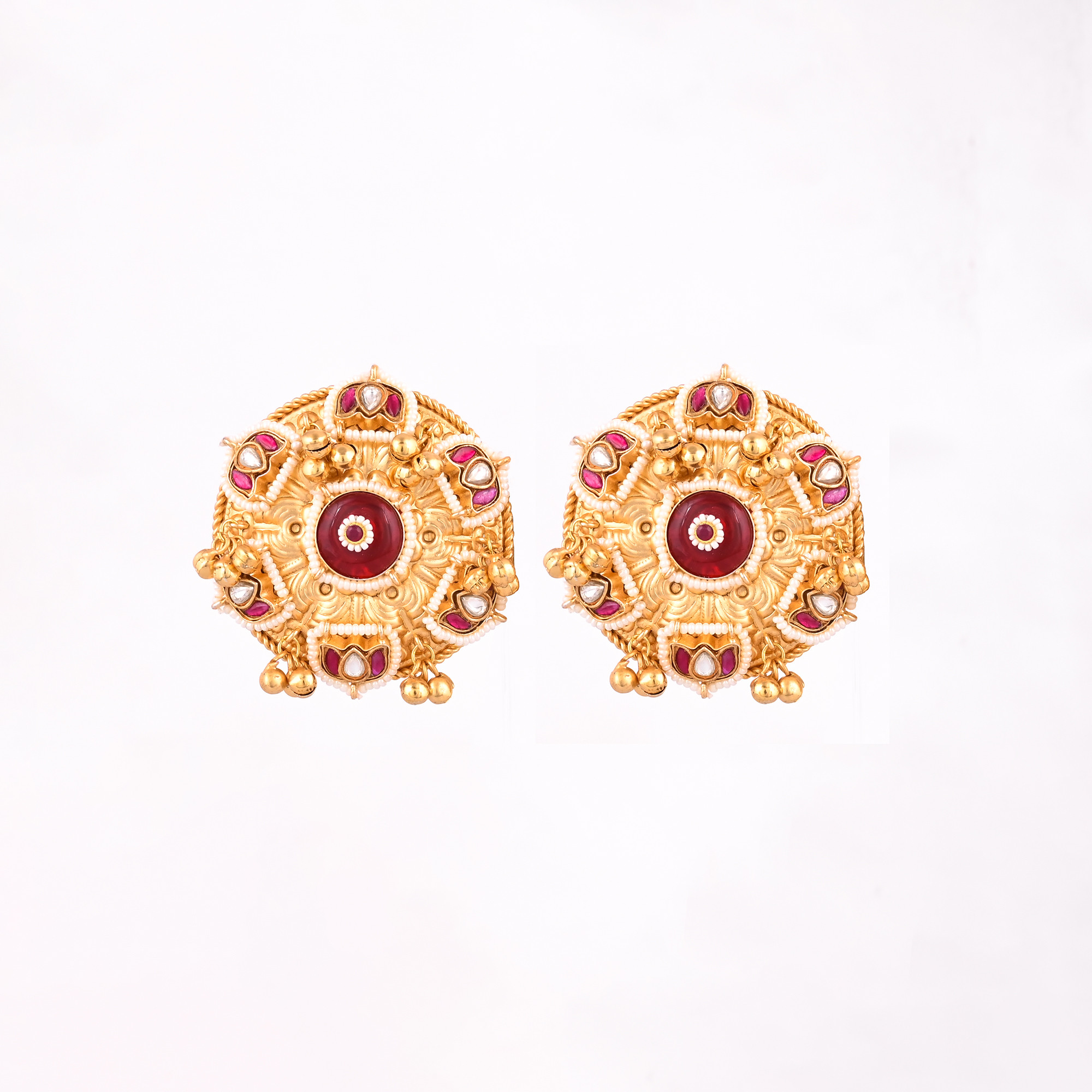 Bridesmaid Gifts Brass Gold Plated Handcrafted Stud Earrings Imitation Jewelry For Indian Wedding Fusion Jewelry