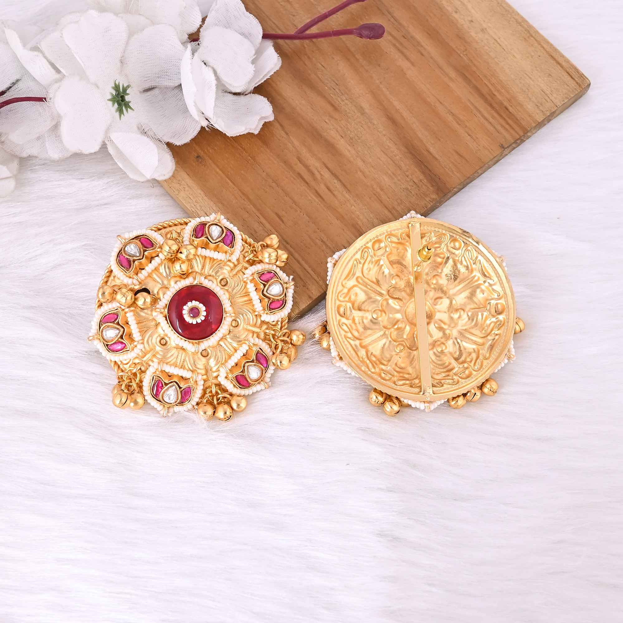 Bridesmaid Gifts Brass Gold Plated Handcrafted Stud Earrings Imitation Jewelry For Indian Wedding Fusion Jewelry