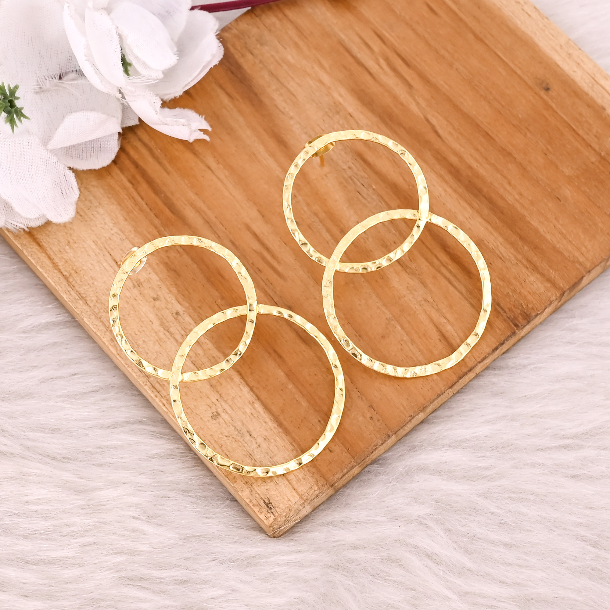 Brass Yellow Gold Plated Round Circle Dainty Handmade Designer Earring Wholesale lot 25 Pairs