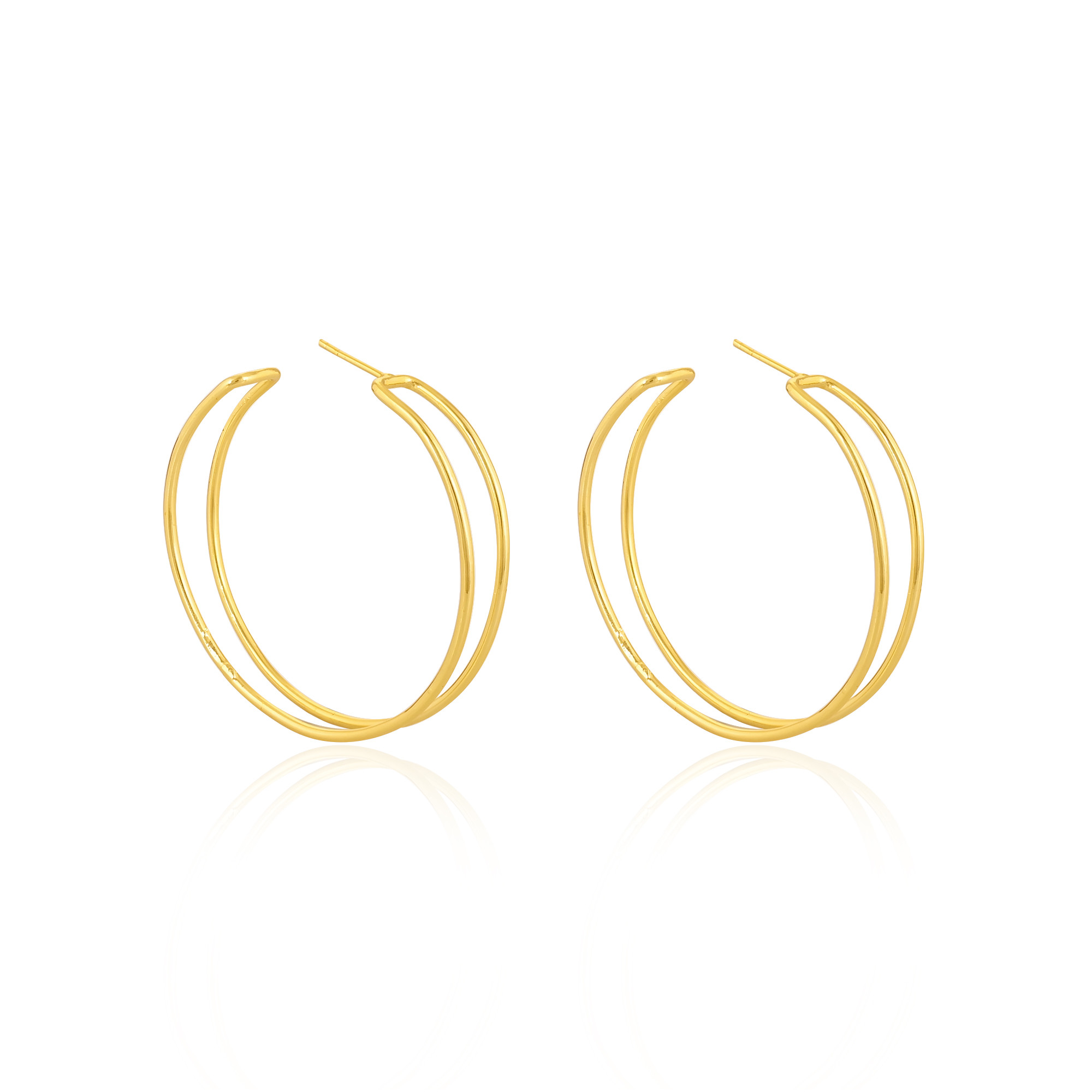 Yellow Gold Plated Brass Handmade Designer Hoops Earring Fashionable Earring Wholesale Lot 25 Pairs