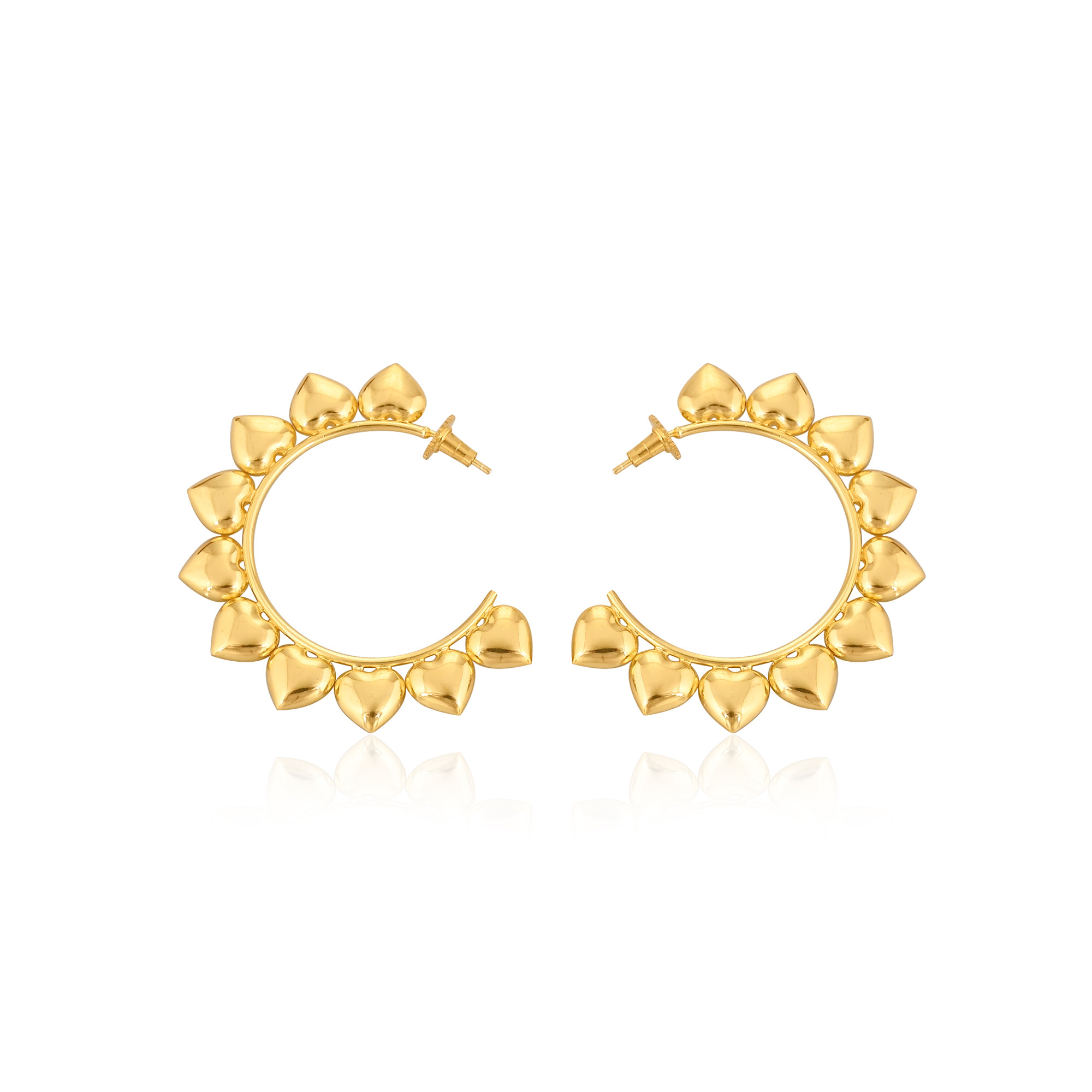 Brass Yellow Gold Plated Heart Shape Handmade Designer Hoop Earring Wedding Gifts