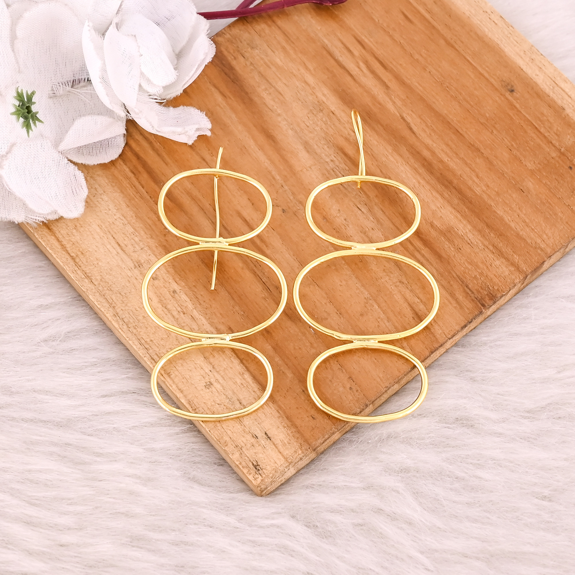 Brass Yellow Gold Plated Handmade Dangle Earring Wholesale Lot 25 Pairs