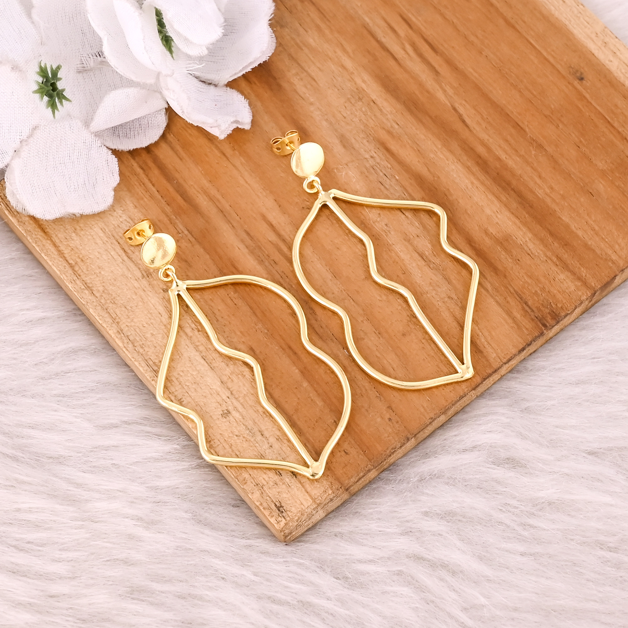 Brass Yellow Gold Plated Handmade Designer Partywear Earring Wholesale Lot 25 Pairs