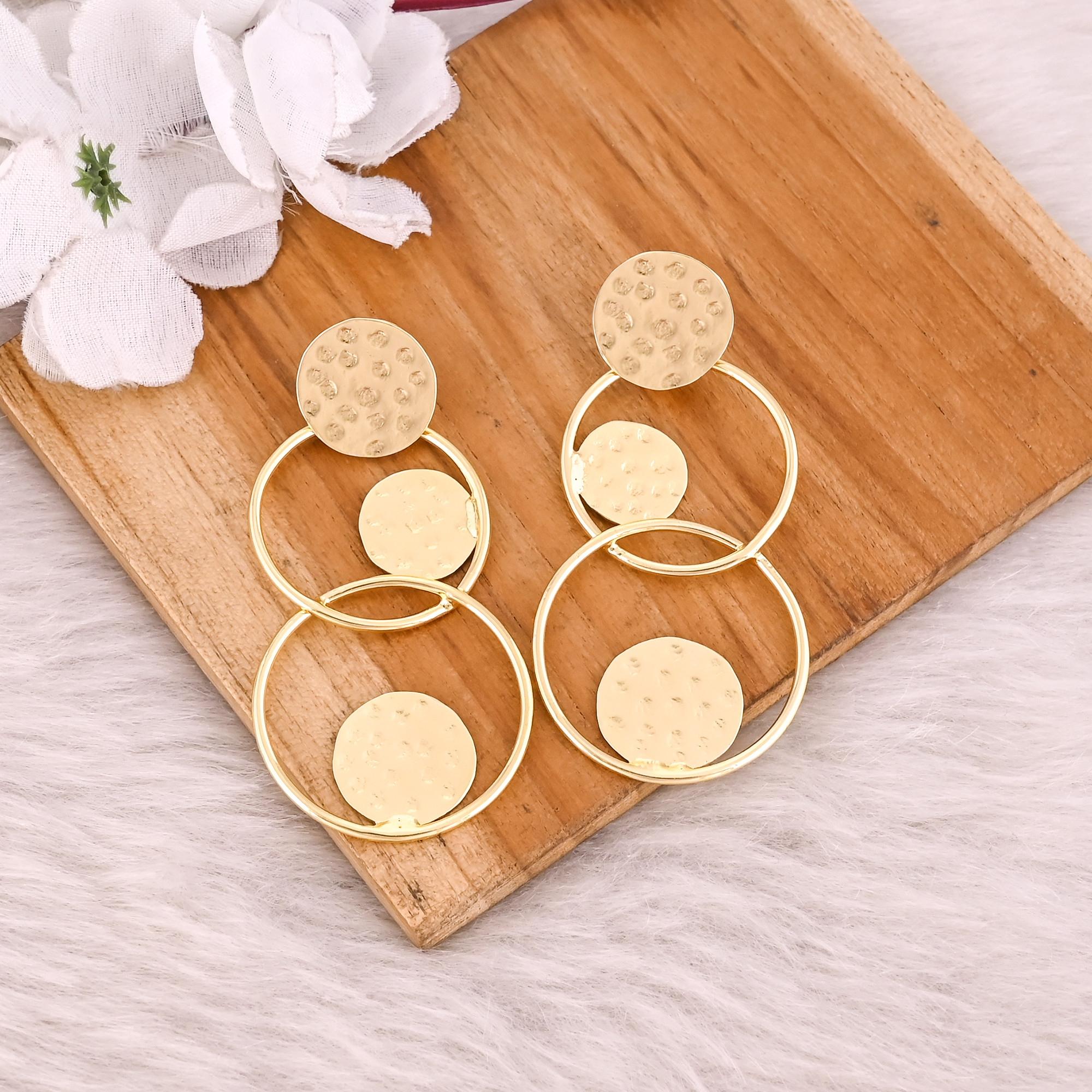 Handmade Hammered Designer Brass Yellow Gold Plated Boho Designer Earring Wholesale Lot 25 Pairs