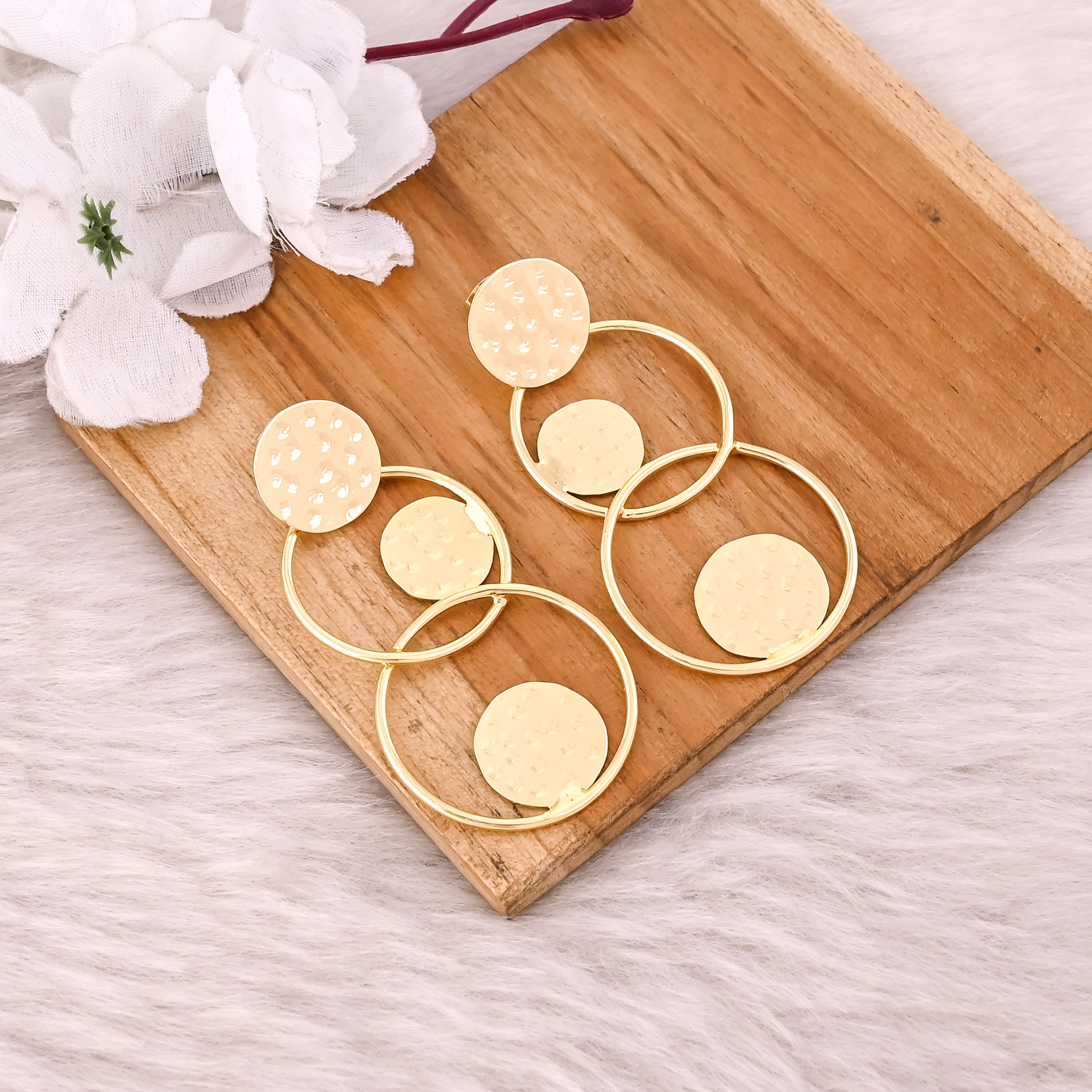 Handmade Hammered Designer Brass Yellow Gold Plated Boho Designer Earring Wholesale Lot 25 Pairs