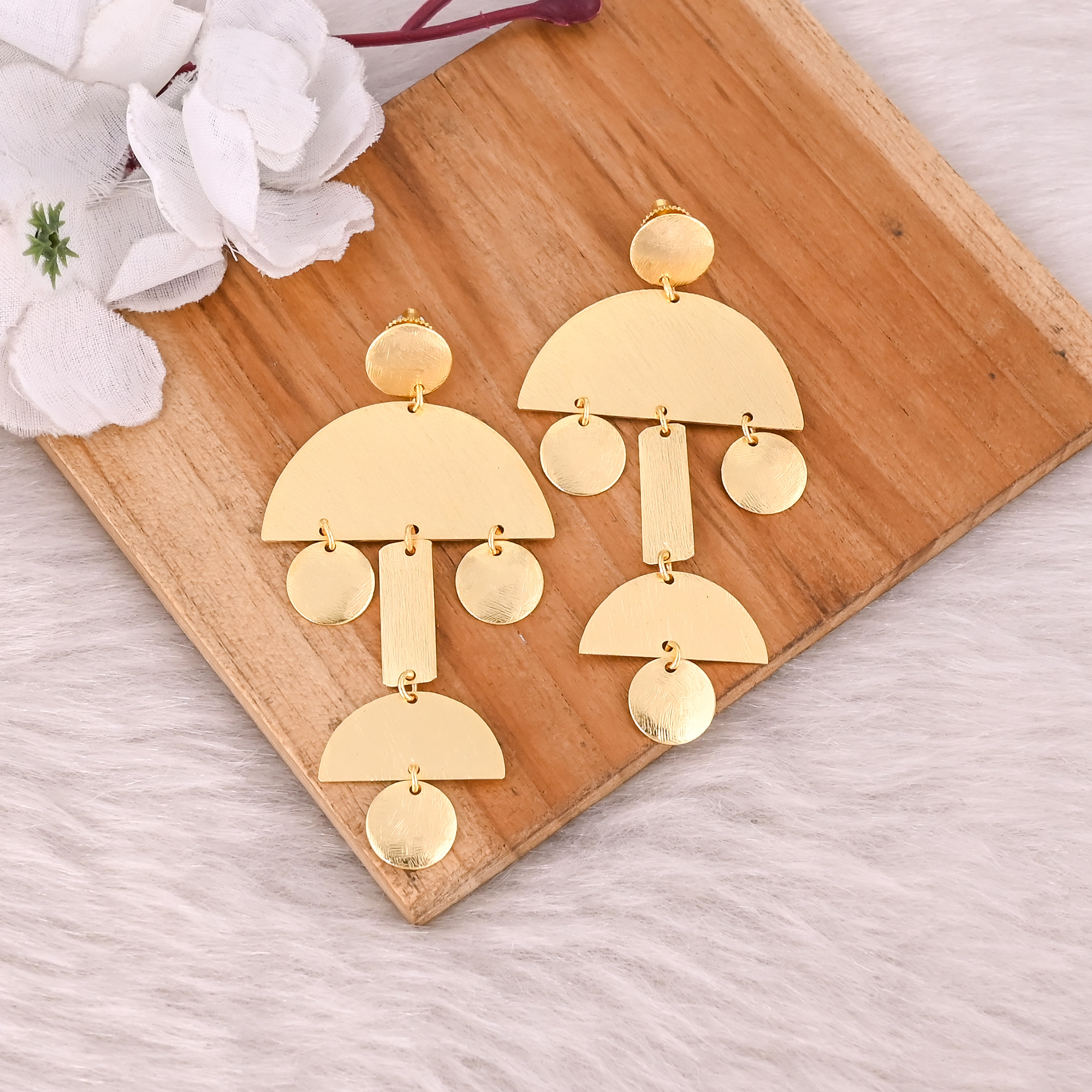 Wholesale Lot 25 Pairs Yellow Gold Plated brass Matte Finish Earring Anniversary Gifts