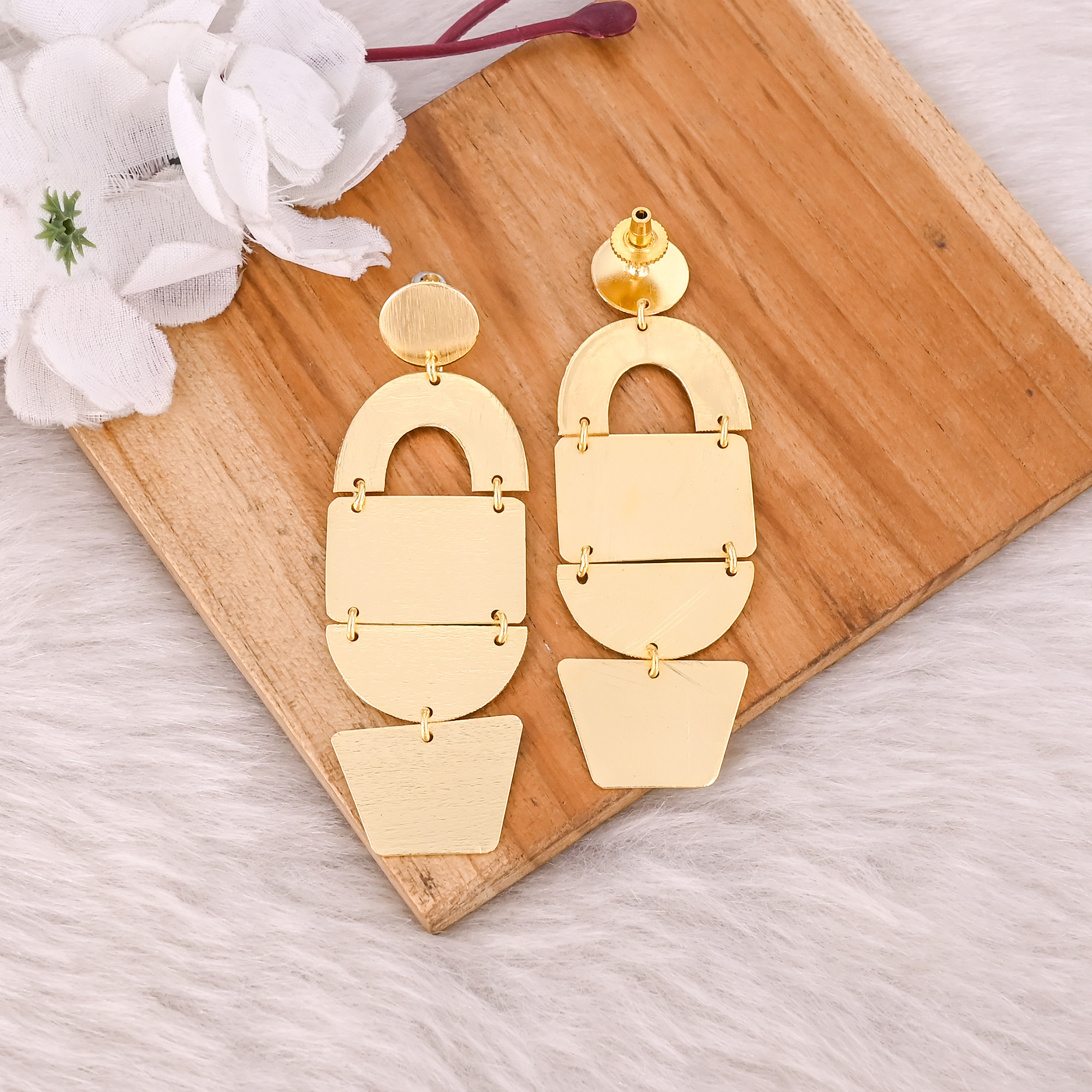 Wholesale Lot 25 Pairs Yellow Gold Plated Brass Handmade Womens Dangle Stud Earring