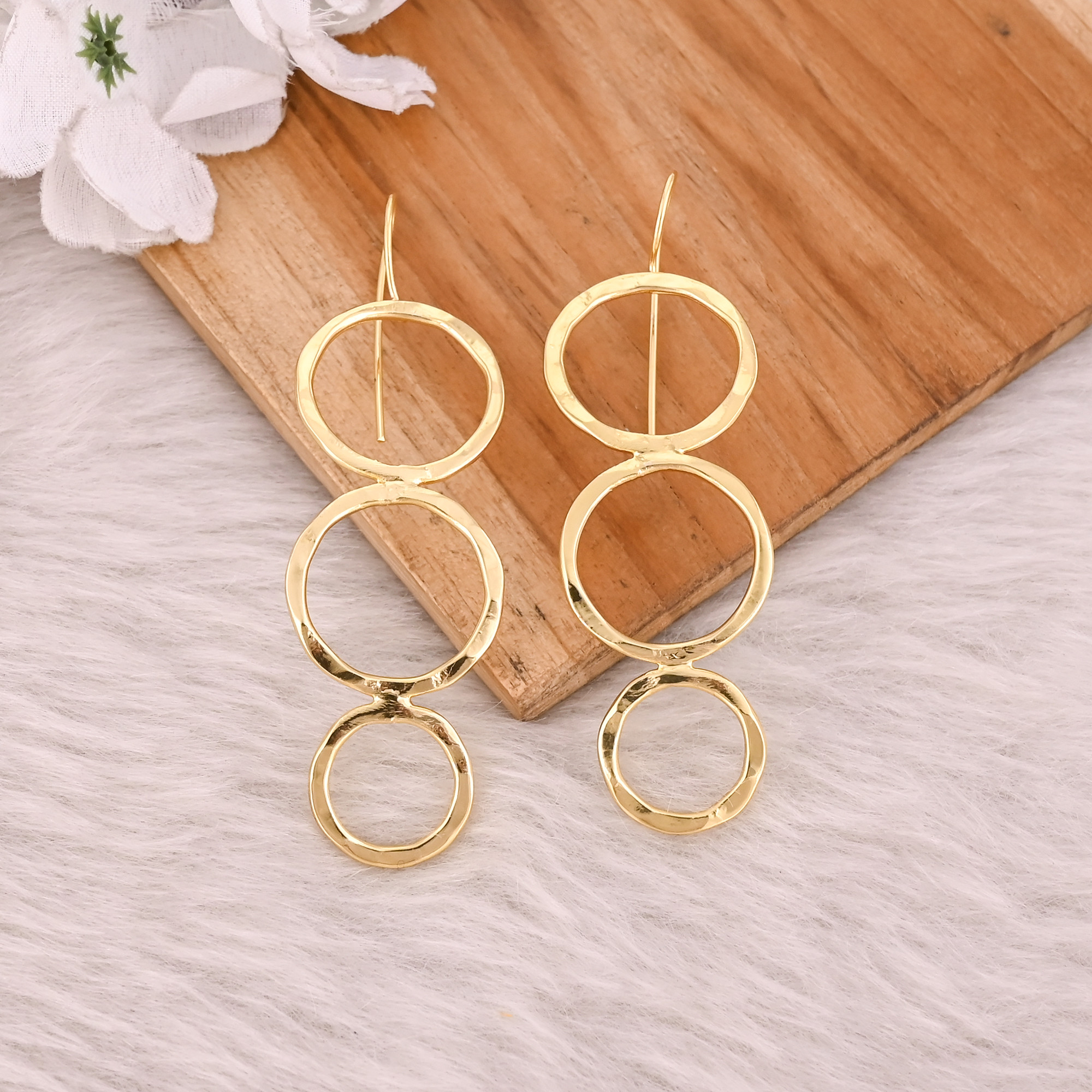 Brass Yellow Gold Plated Round Circle Dainty Earring Anniversary Gift Jewelry Wholesale Lot 25 pairs