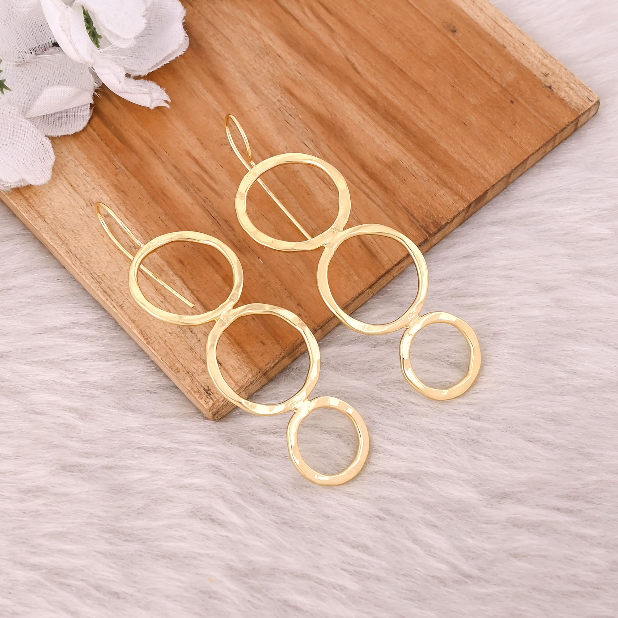 Brass Yellow Gold Plated Round Circle Dainty Earring Anniversary Gift Jewelry Wholesale Lot 25 pairs