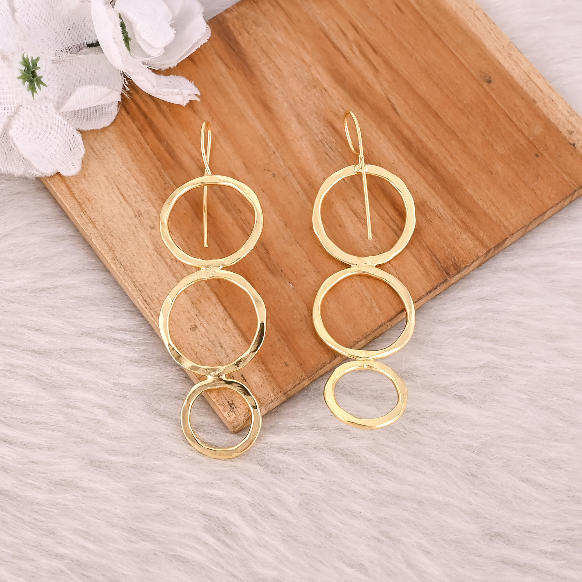 Brass Yellow Gold Plated Round Circle Dainty Earring Anniversary Gift Jewelry Wholesale Lot 25 pairs