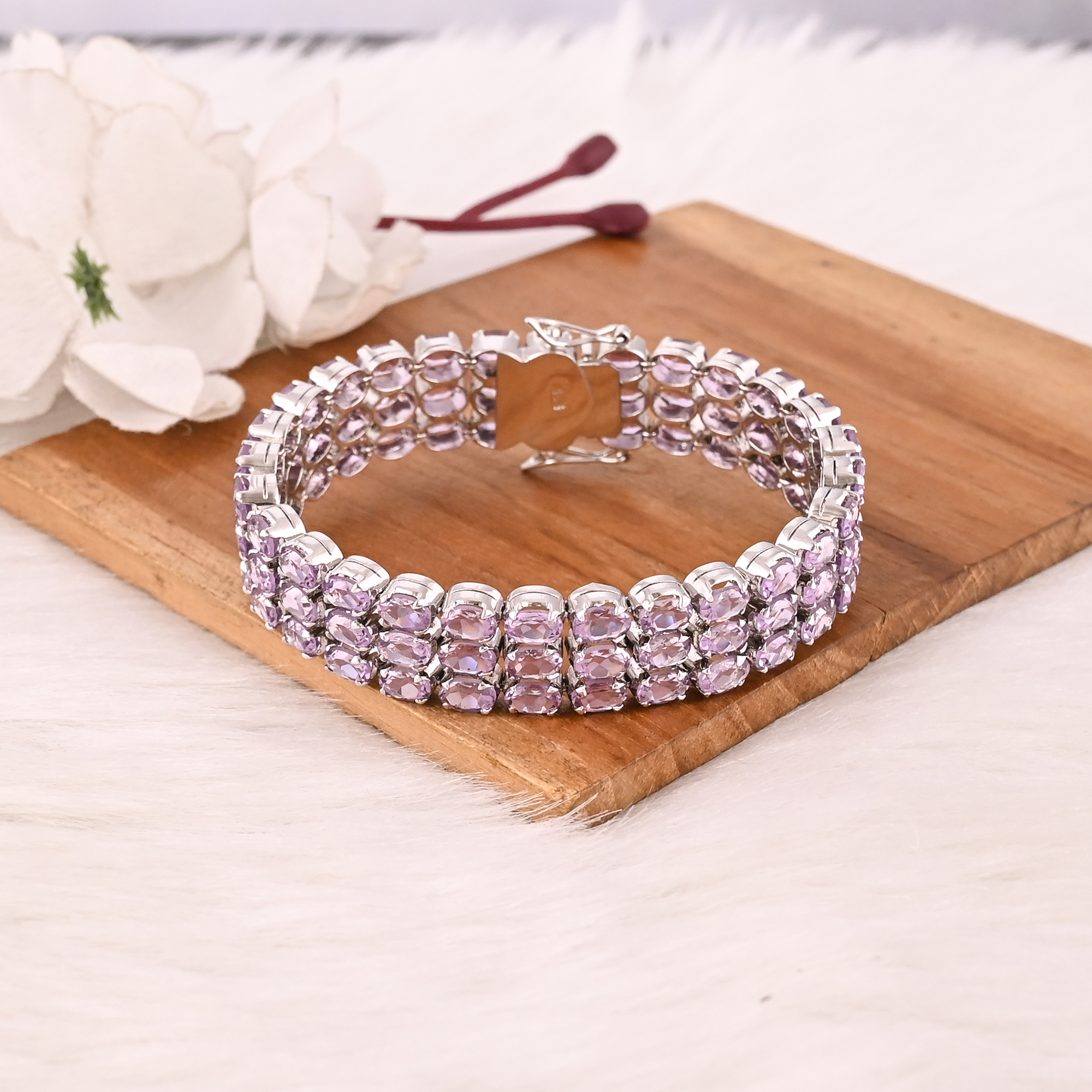 Premium 925 Sterling Silver Natural Amethyst Tennis Bracelet Luxury Gemstone Jewelry Unisex