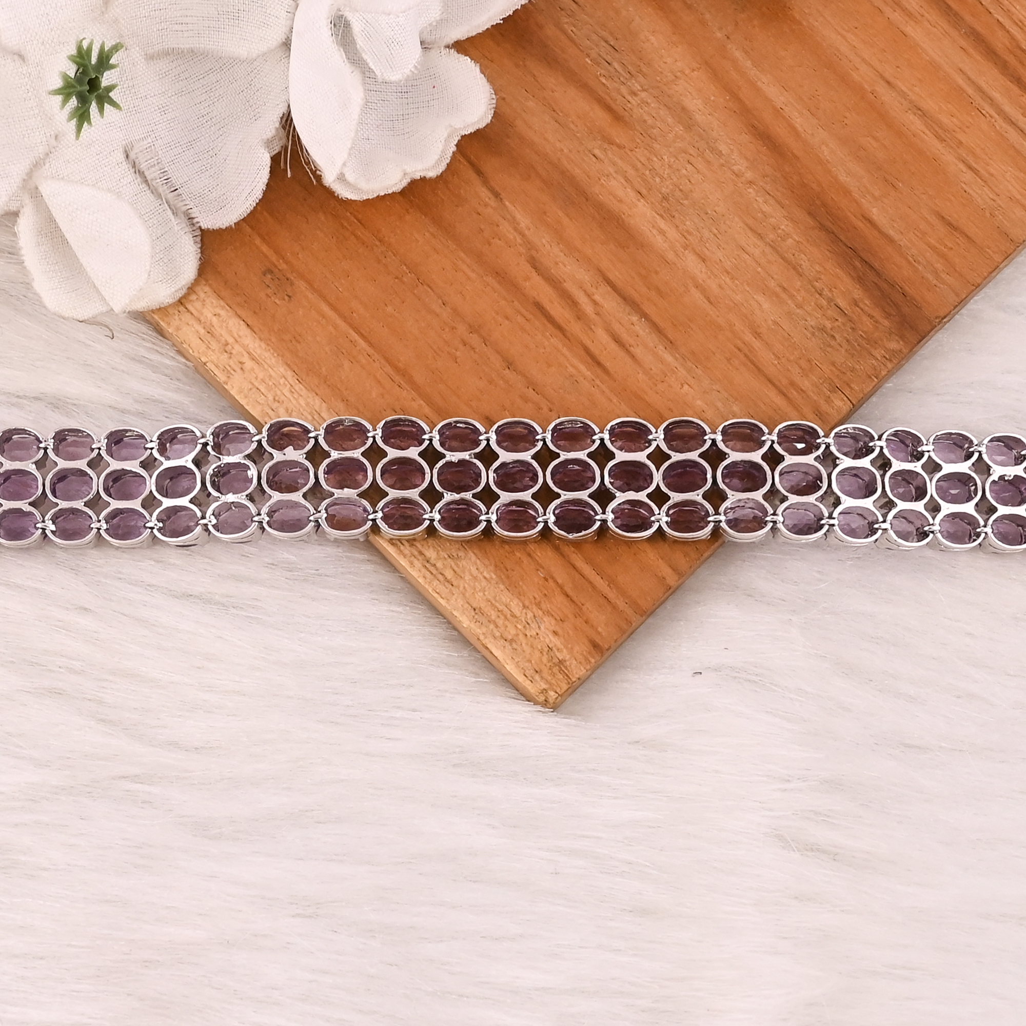 Premium 925 Sterling Silver Natural Amethyst Tennis Bracelet Luxury Gemstone Jewelry Unisex