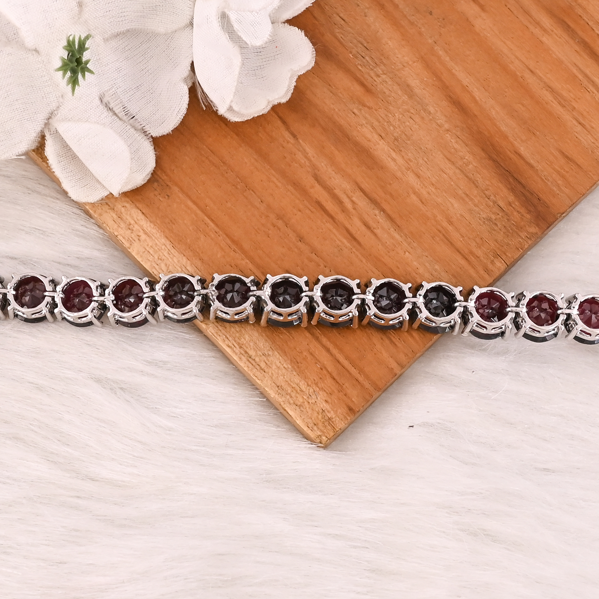 High Quality 925 Sterling Silver Garnet Tennis Bracelet Luxury Gemstone Jewelry for Unisex