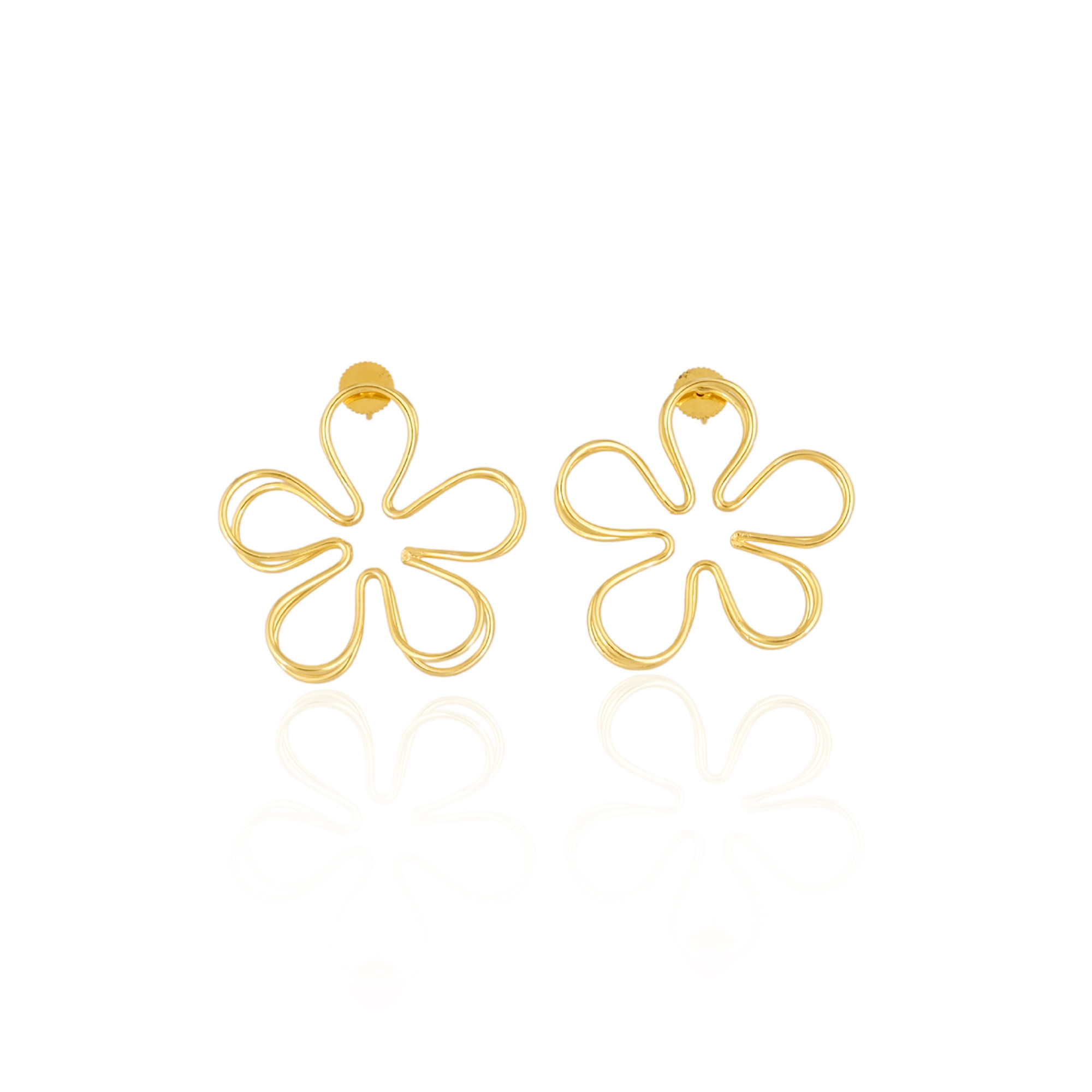 Wholesale Lot 25 Pairs Yellow Gold Plated Handmade Floral Designer Stud Earring