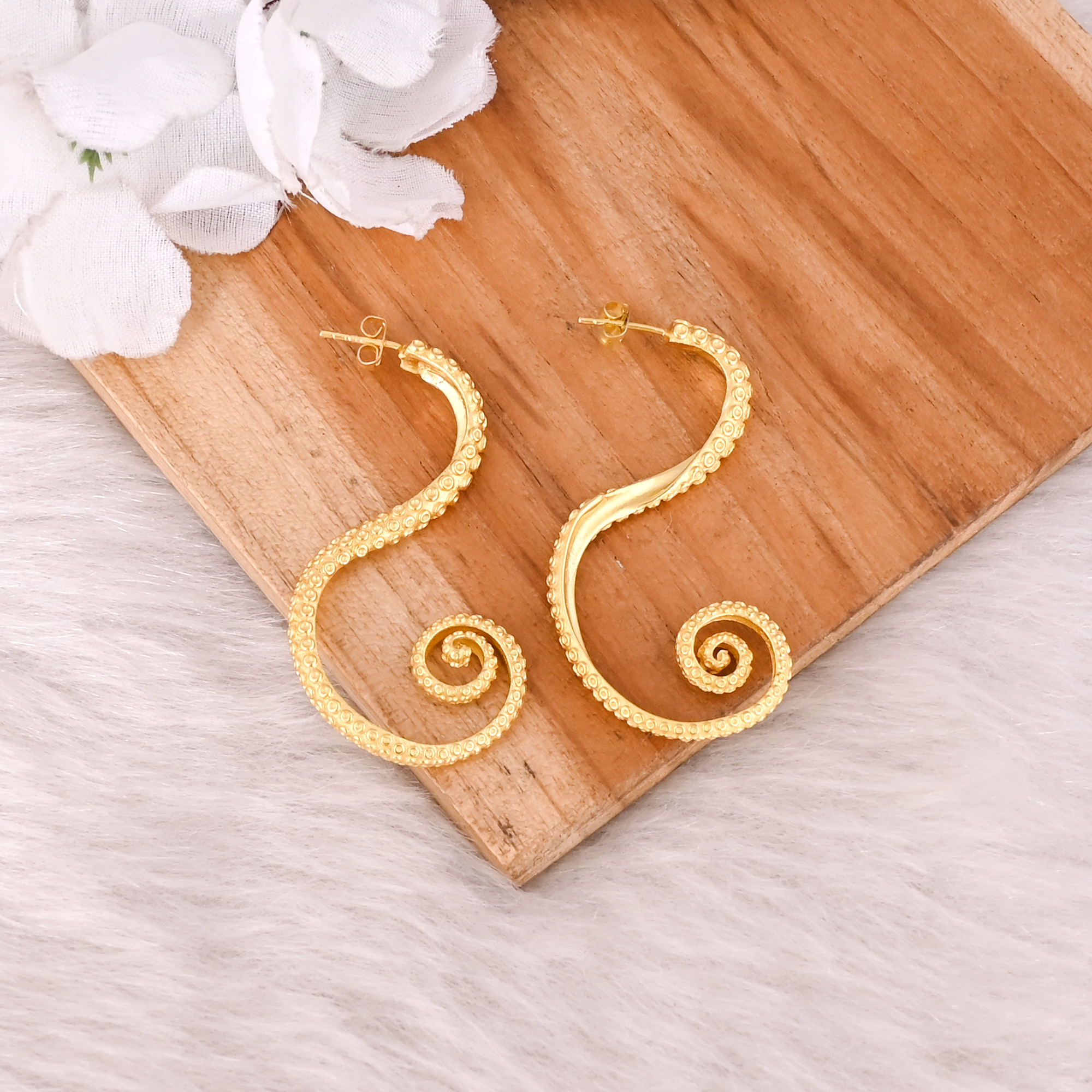 Brass Yellow Gold Plated Handmade Designer Stud Earring Wholesale Lot 25 Pairs