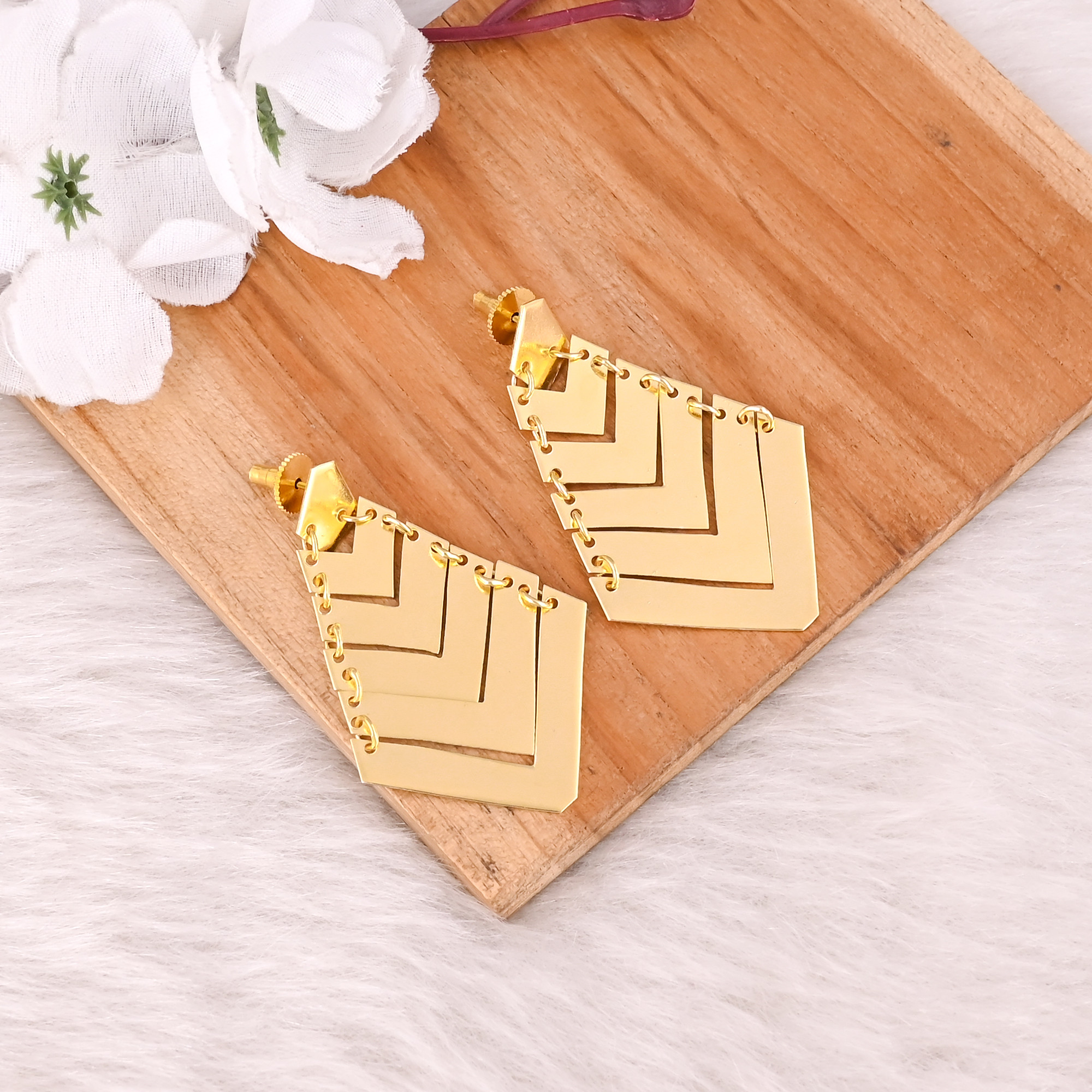 Wholesale 25 Pair Lot Brass Gold Plated Dangle Stud Earring Handmade Jewelry