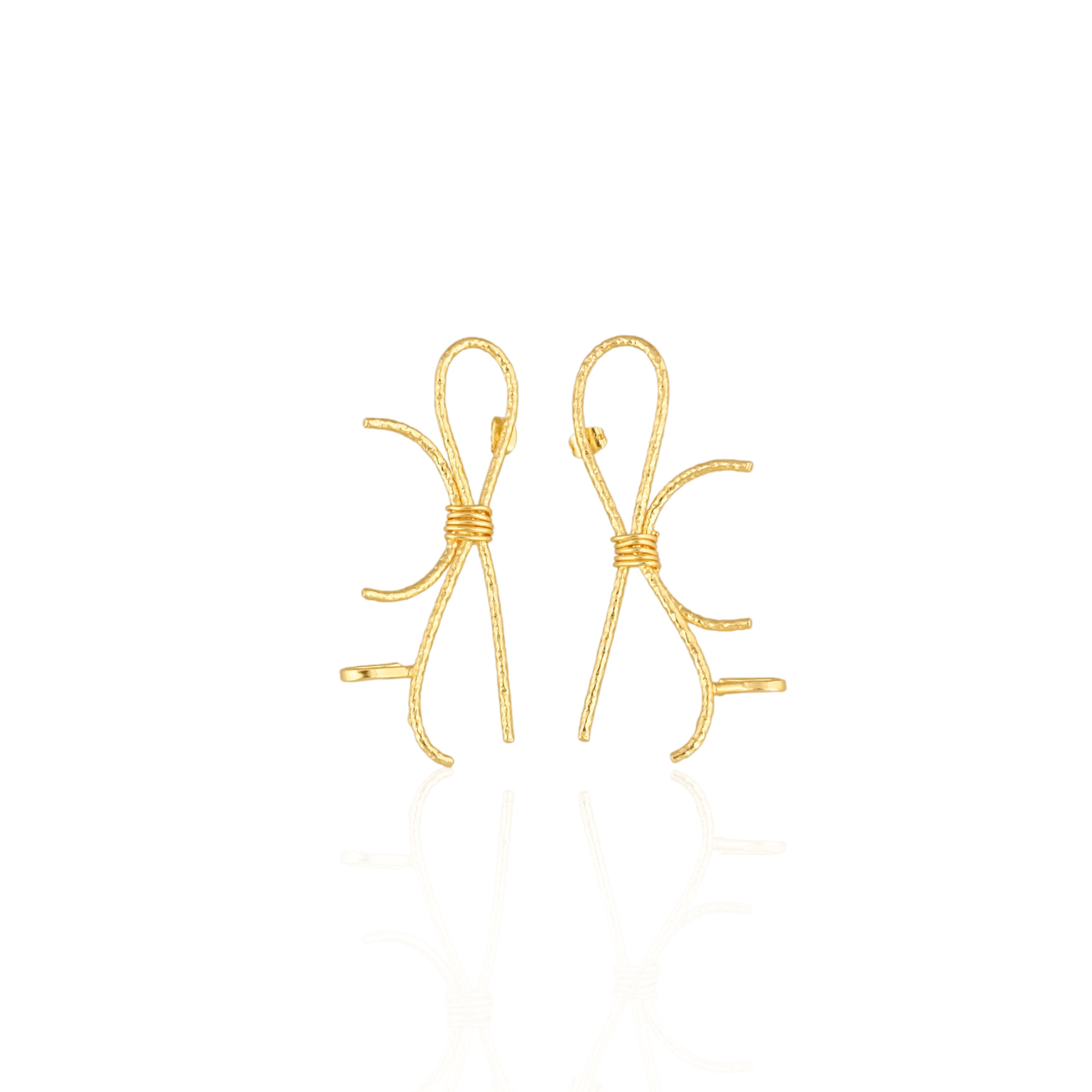 Yellow Gold Plated Brass Knot Designer Stud Earring Wholesale Lot 25 Pairs