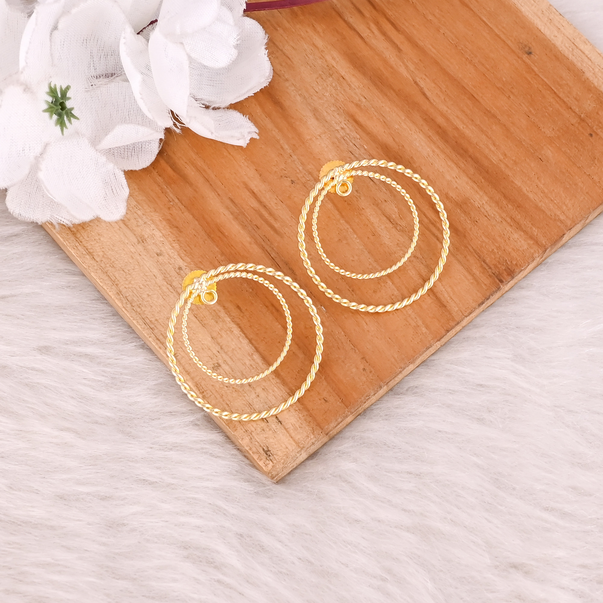 Wholesale Lot 25 Pairs Yellow Gold Plated Round Circle Handmade Designer Stud Earring