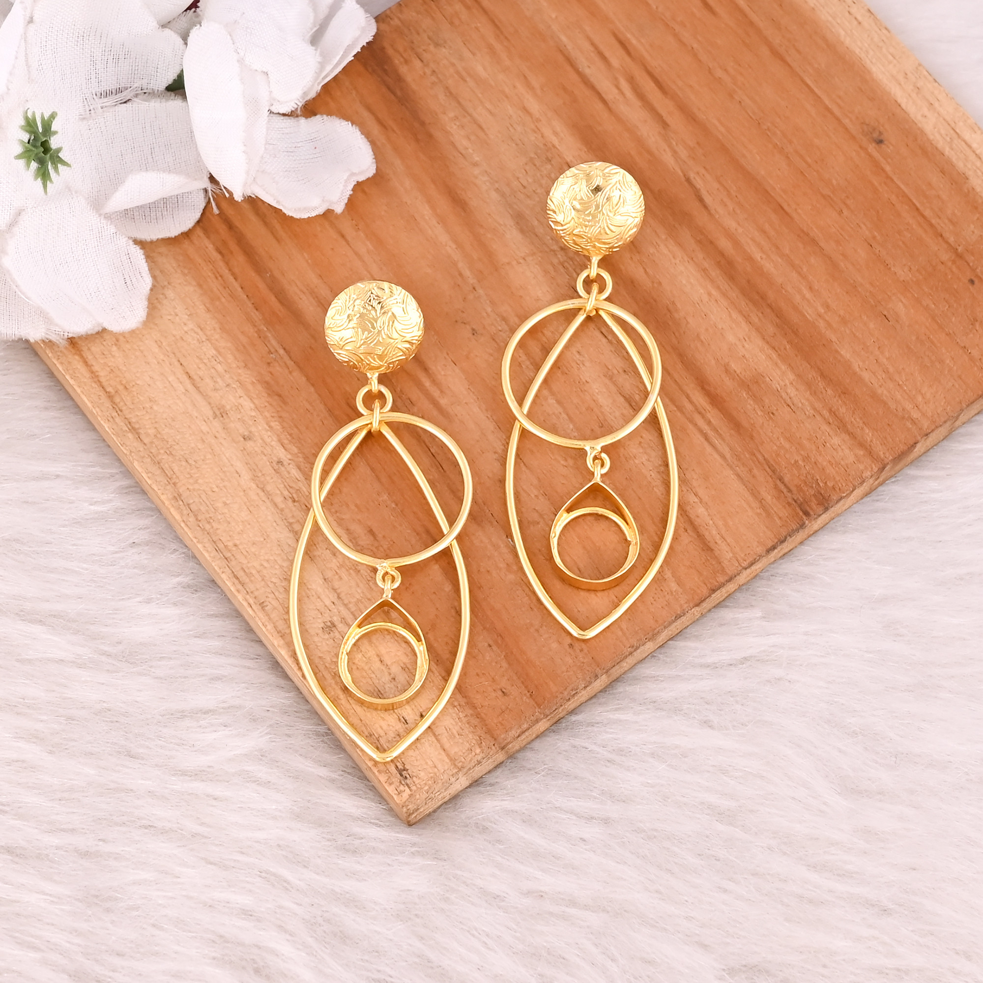 Brass Yellow Gold Plated Handmade Boho Designer Dangle Earring Wholesale Lot 25 Pairs