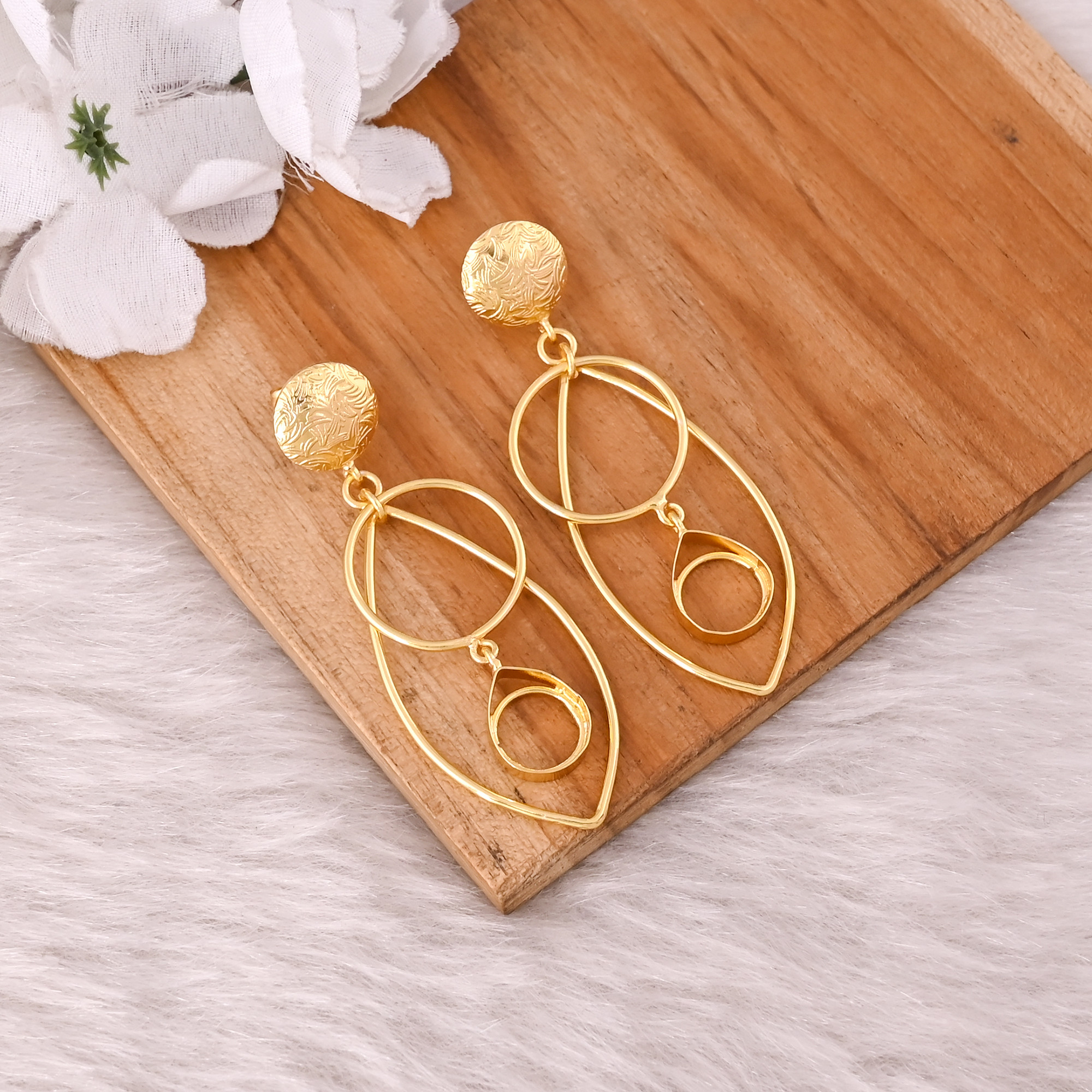 Brass Yellow Gold Plated Handmade Boho Designer Dangle Earring Wholesale Lot 25 Pairs