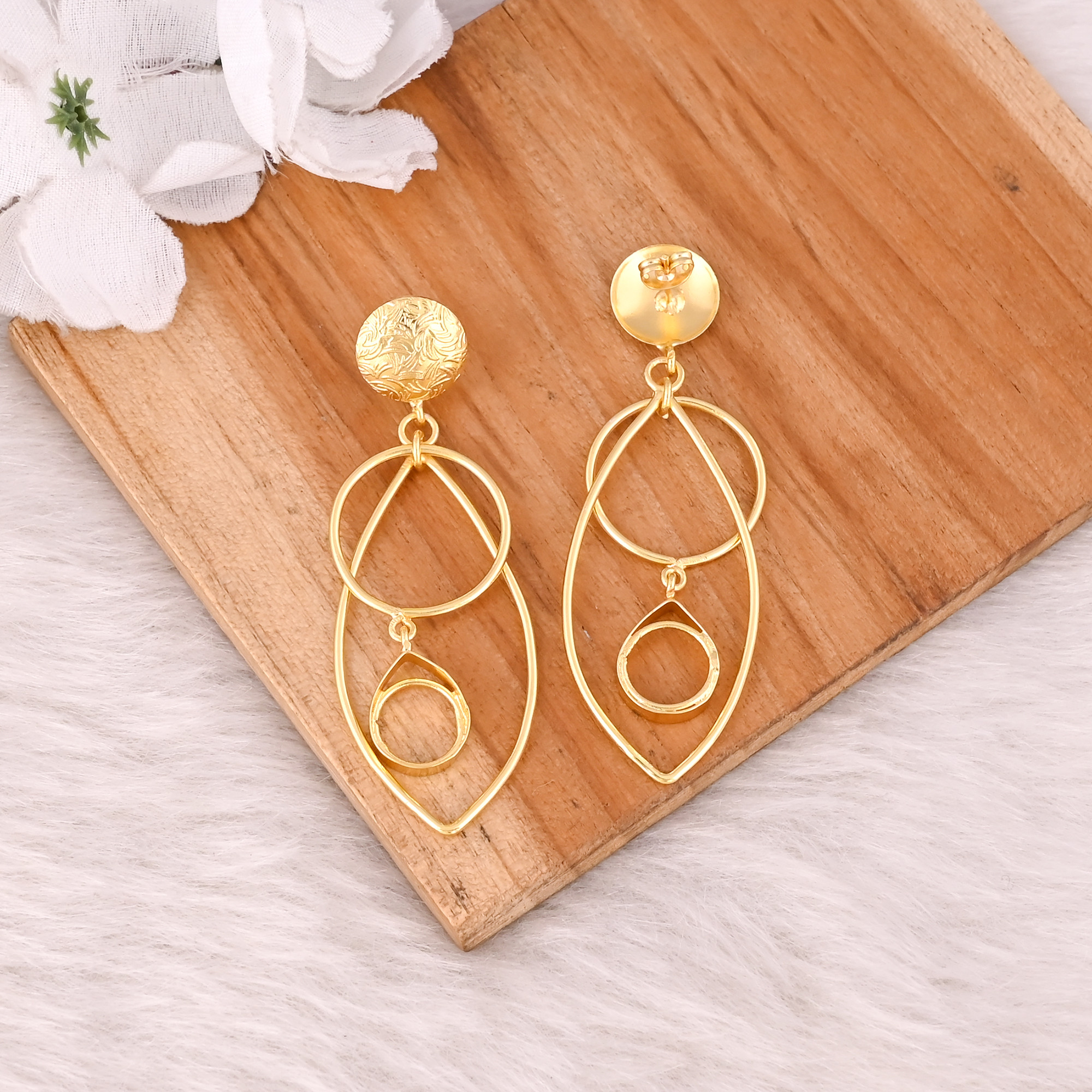 Brass Yellow Gold Plated Handmade Boho Designer Dangle Earring Wholesale Lot 25 Pairs