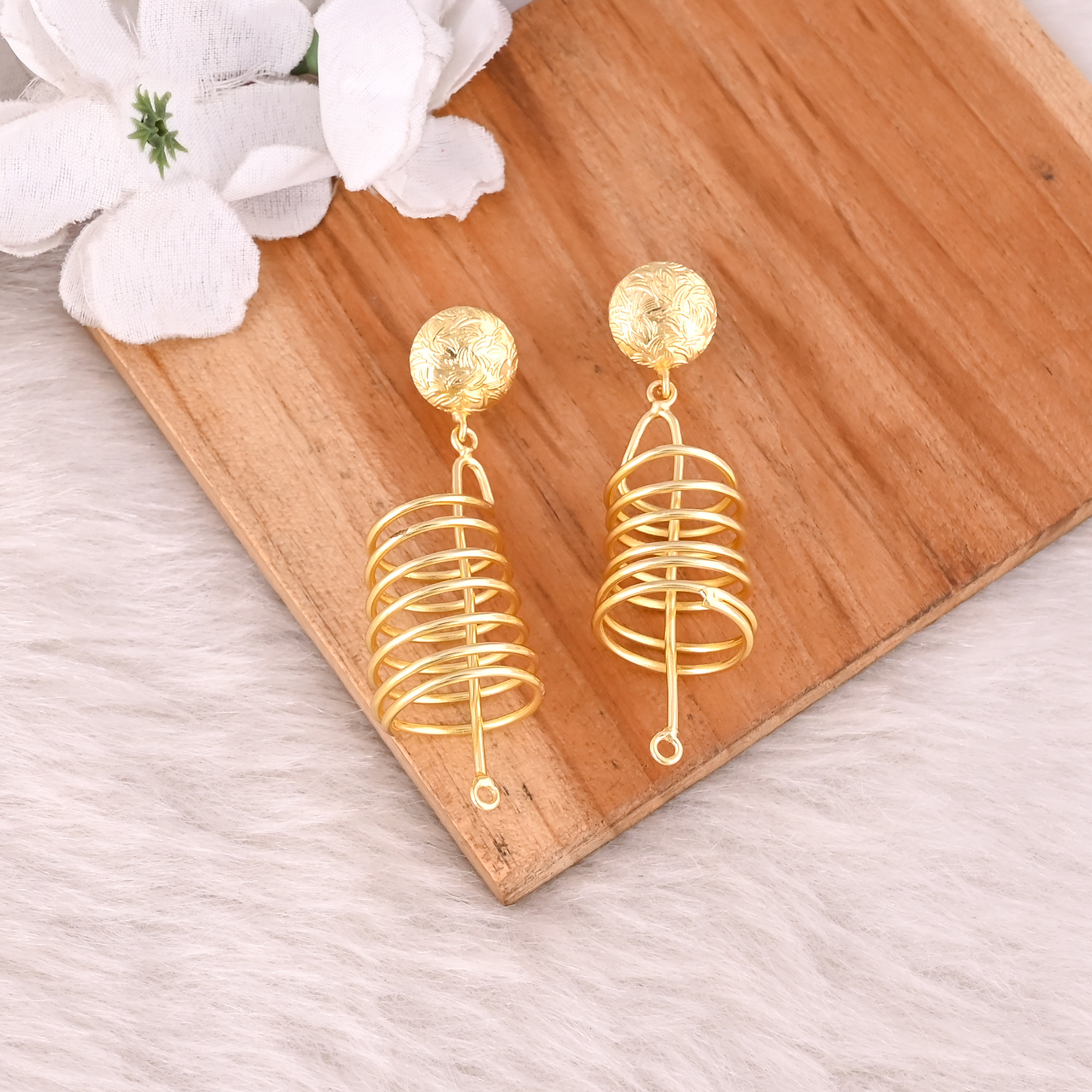 Yellow Gold Plated Brass Handmade Wire Wrapped Designer Earring Wholesale Lot 25 Pairs