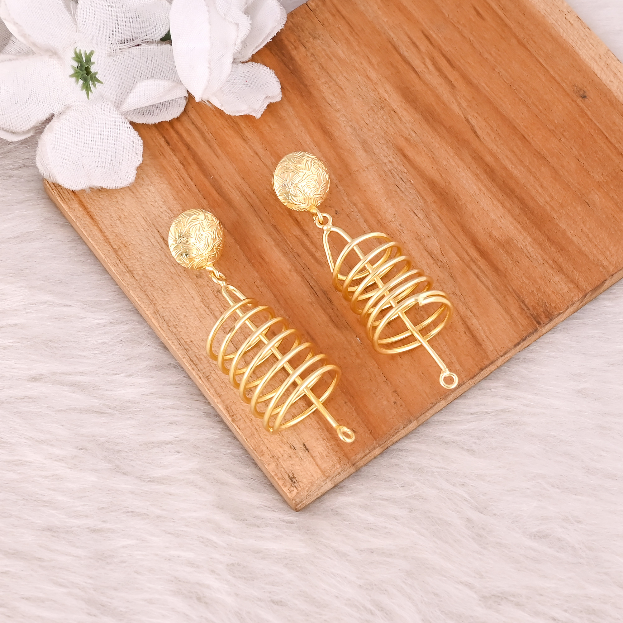 Yellow Gold Plated Brass Handmade Wire Wrapped Designer Earring Wholesale Lot 25 Pairs