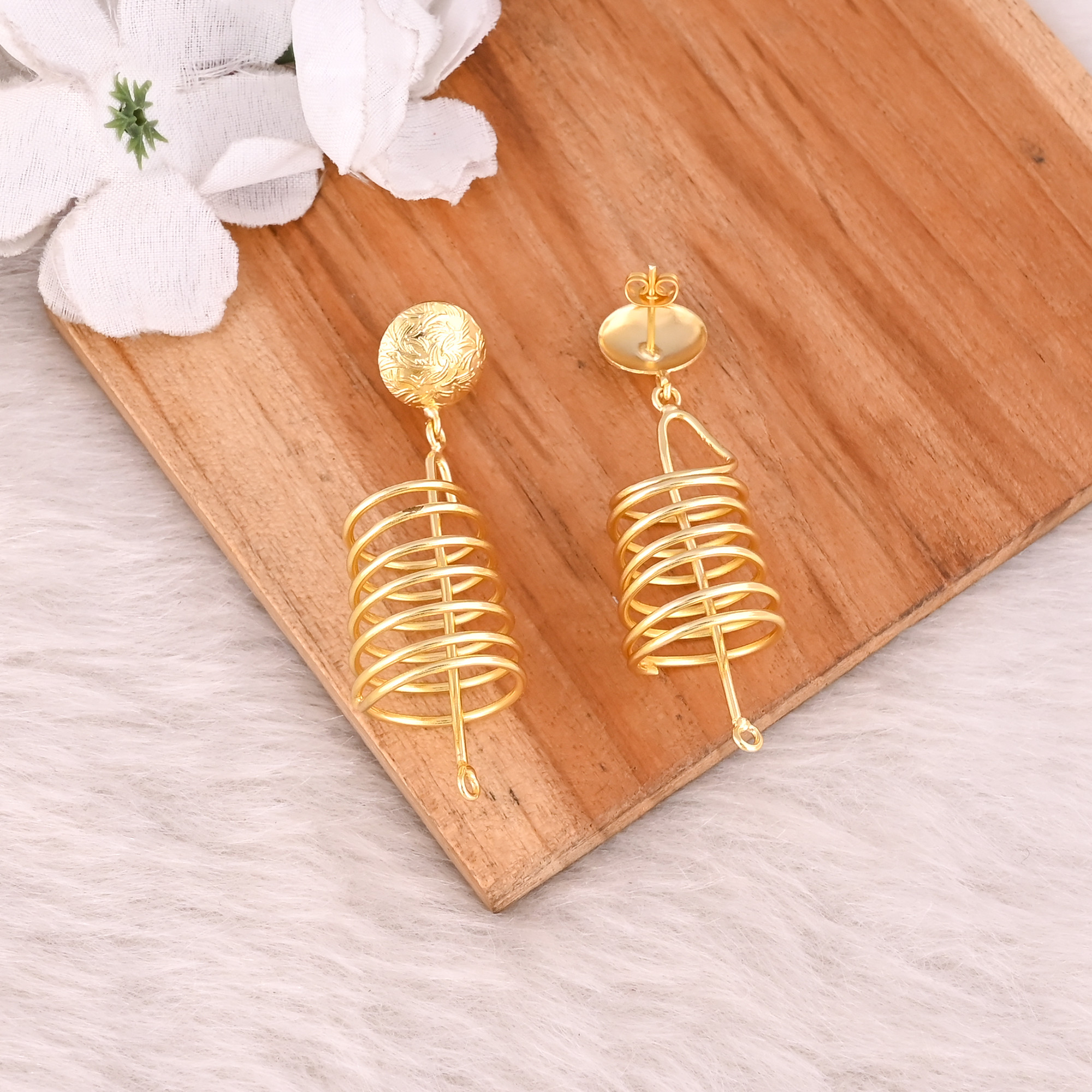 Yellow Gold Plated Brass Handmade Wire Wrapped Designer Earring Wholesale Lot 25 Pairs