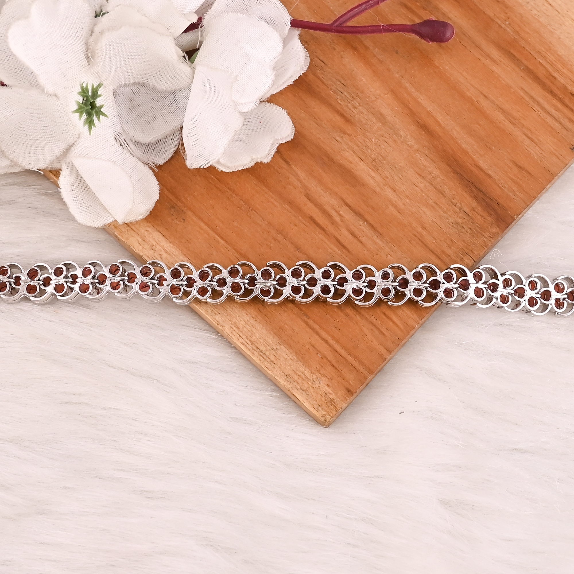 High Quality 925 Sterling Silver Garnet Tennis Bracelet Luxury Gemstone Jewelry for Unisex