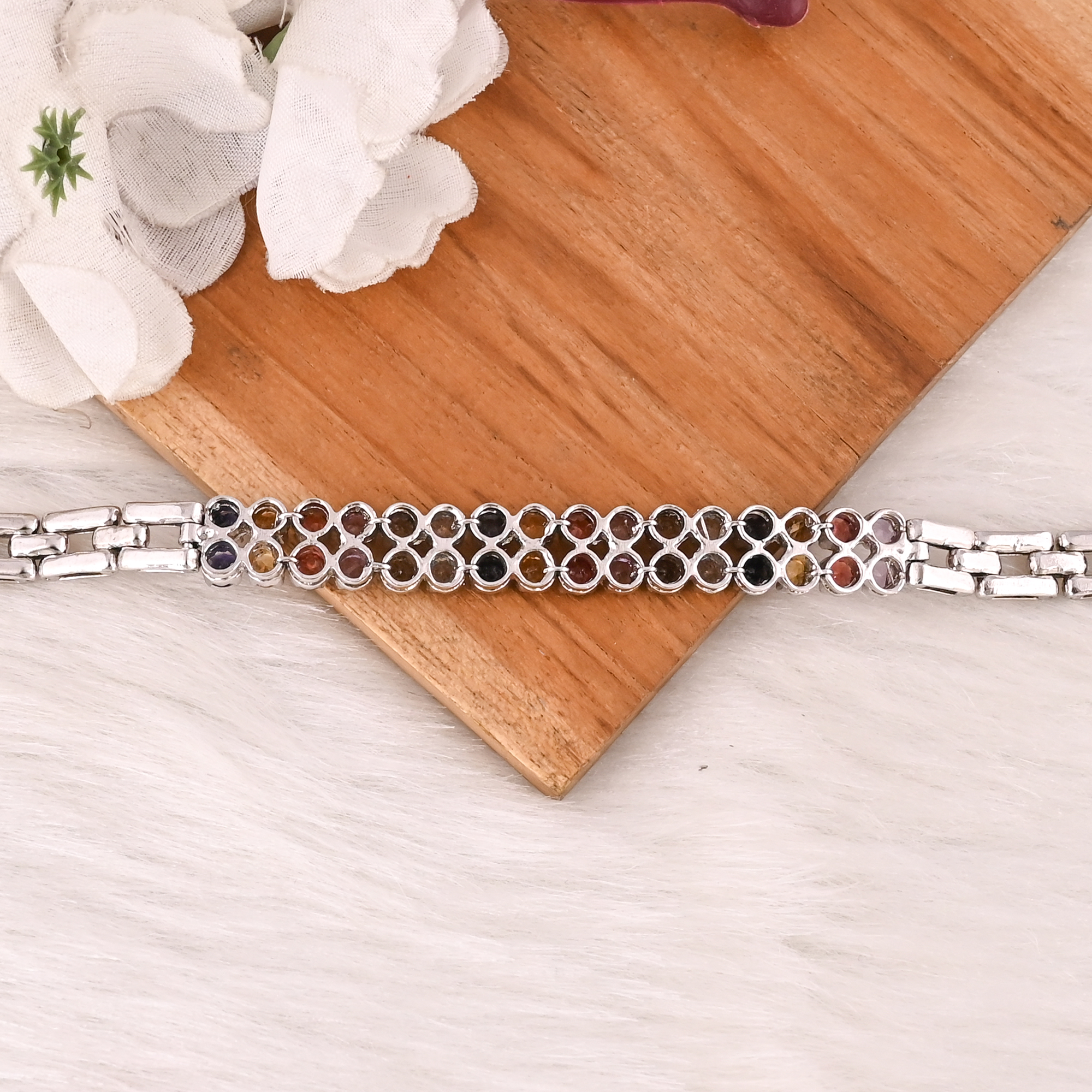 Luxury Gemstone Bracelet with Black Onyx Citrine Smoky Quartz Sky Blue Topaz Garnet  Amethyst 925 Sterling Silver Jewelry