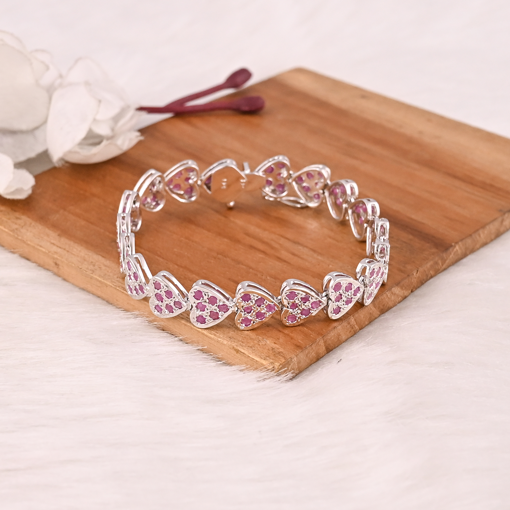 Natural Gemstone Pink Tourmaline Bracelet in 925 Sterling Silver Handmade Luxury Jewelry for Unisex