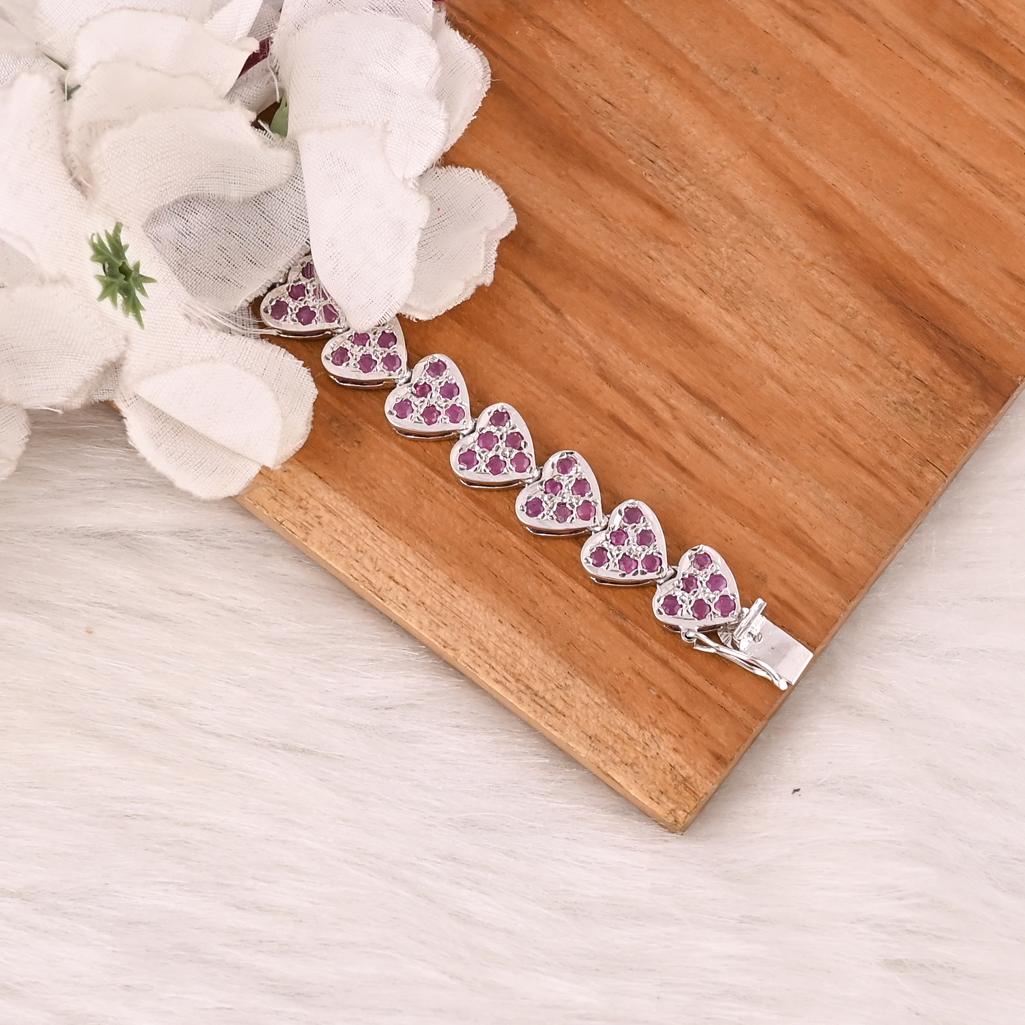 Natural Gemstone Pink Tourmaline Bracelet in 925 Sterling Silver Handmade Luxury Jewelry for Unisex