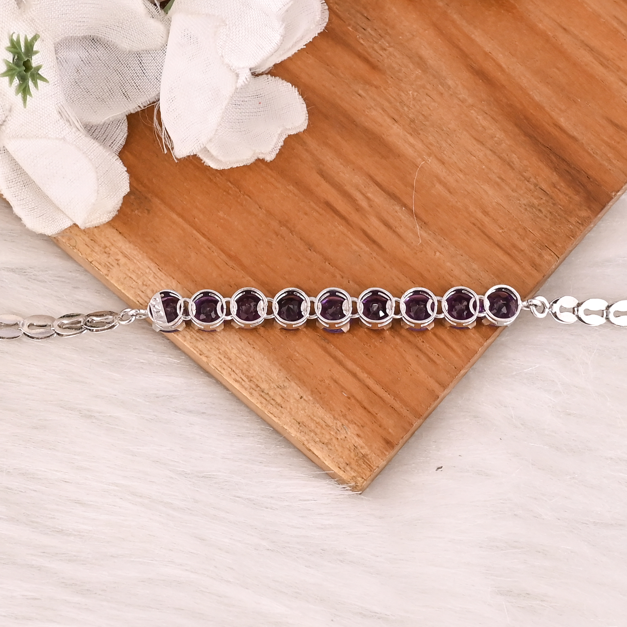 Luxury Purple Amethyst Tennis Bracelet Handmade 925 Silver Jewelry for Unisex