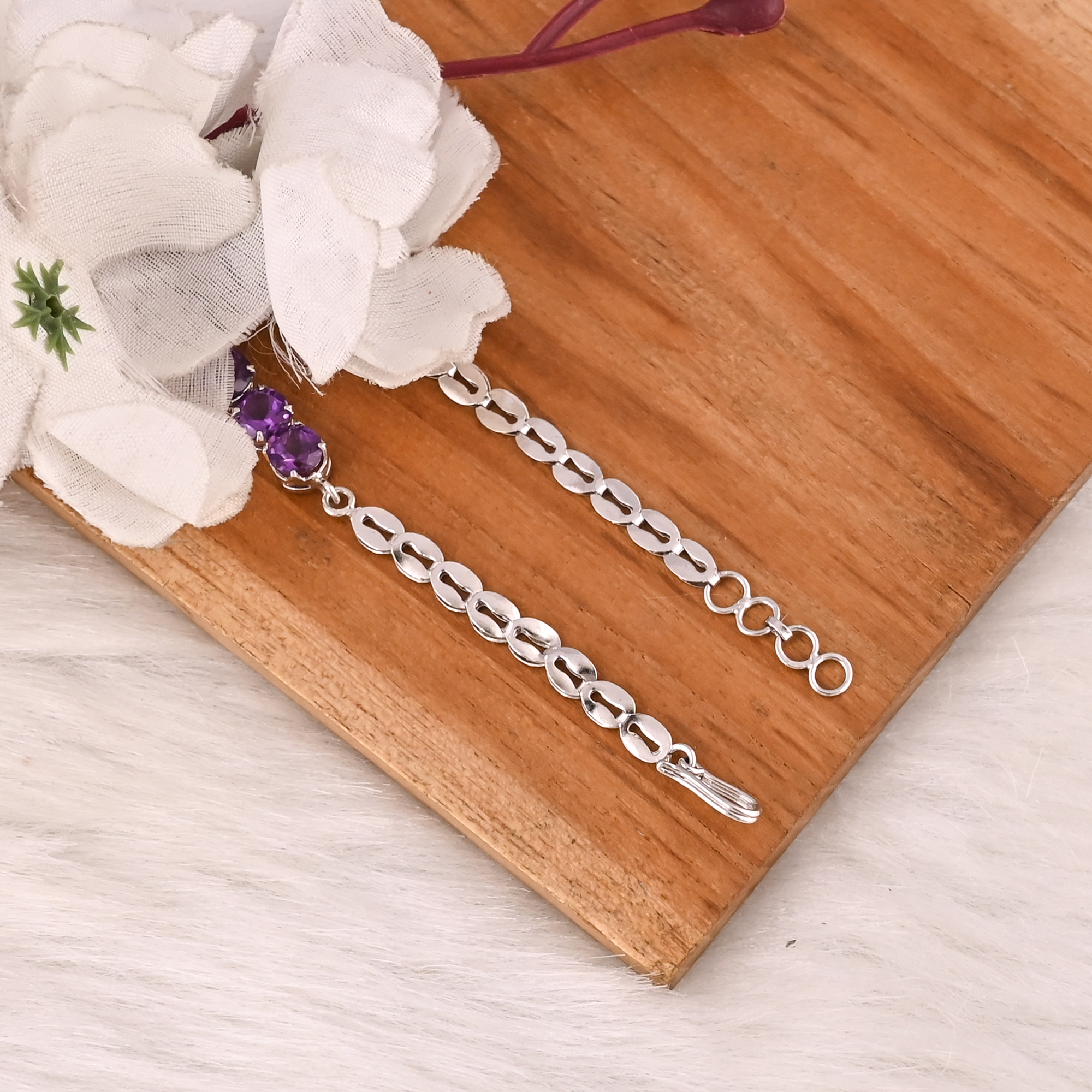 Luxury Purple Amethyst Tennis Bracelet Handmade 925 Silver Jewelry for Unisex