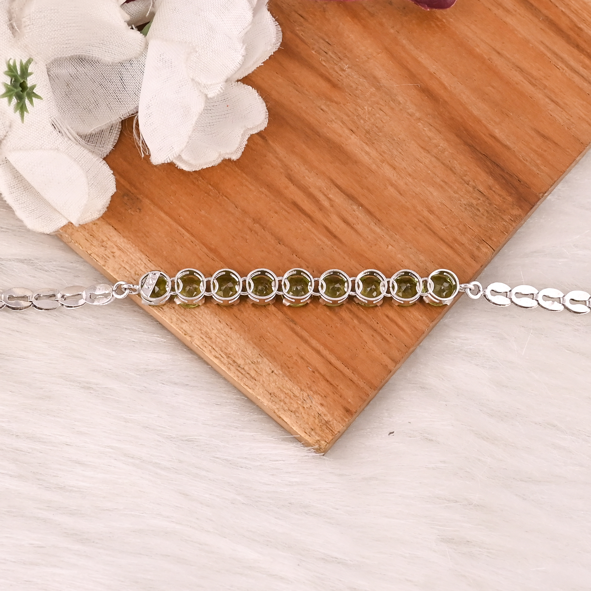 Premium Natural Peridot Bracelet in 925 Sterling Silver Handmade Luxury Jewelry for Unisex