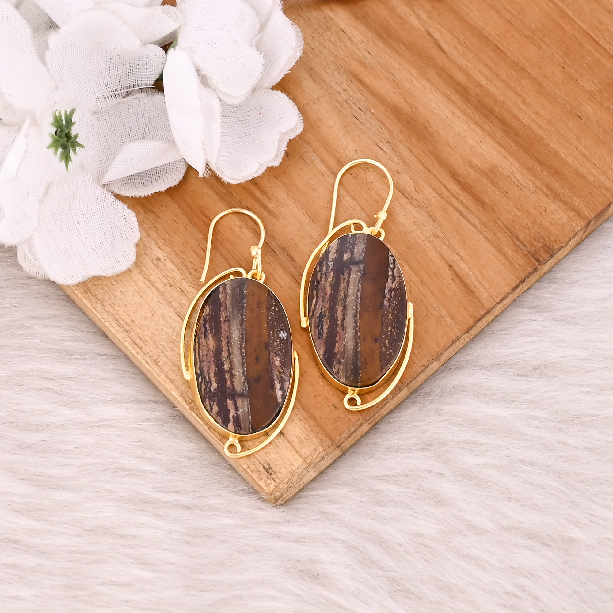 Yellow Gold Plated brass Handmade Boho Designer Dangler Earring Charm Jewelry