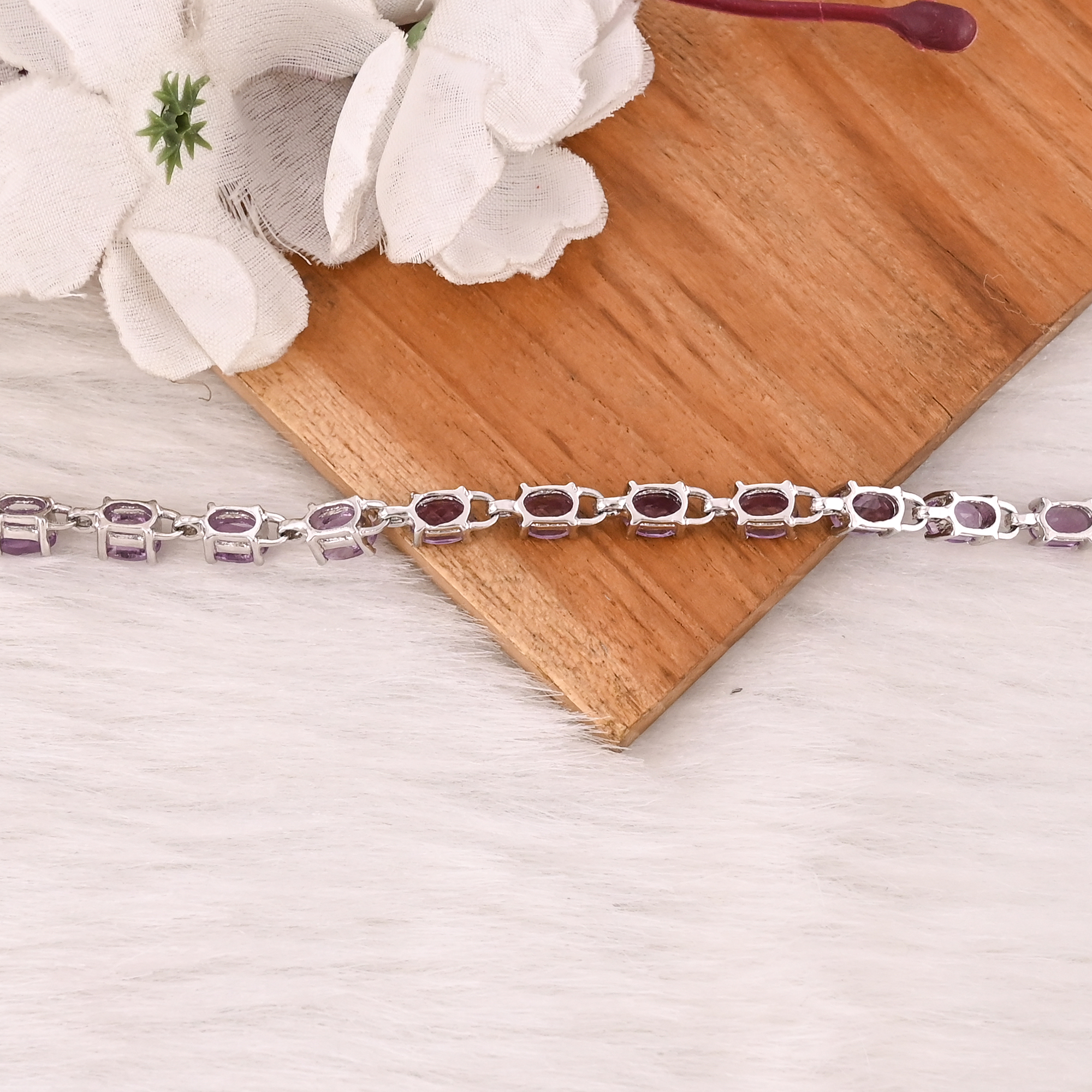 Luxury Purple Amethyst Tennis Bracelet Handmade 925 Silver Jewelry for Unisex