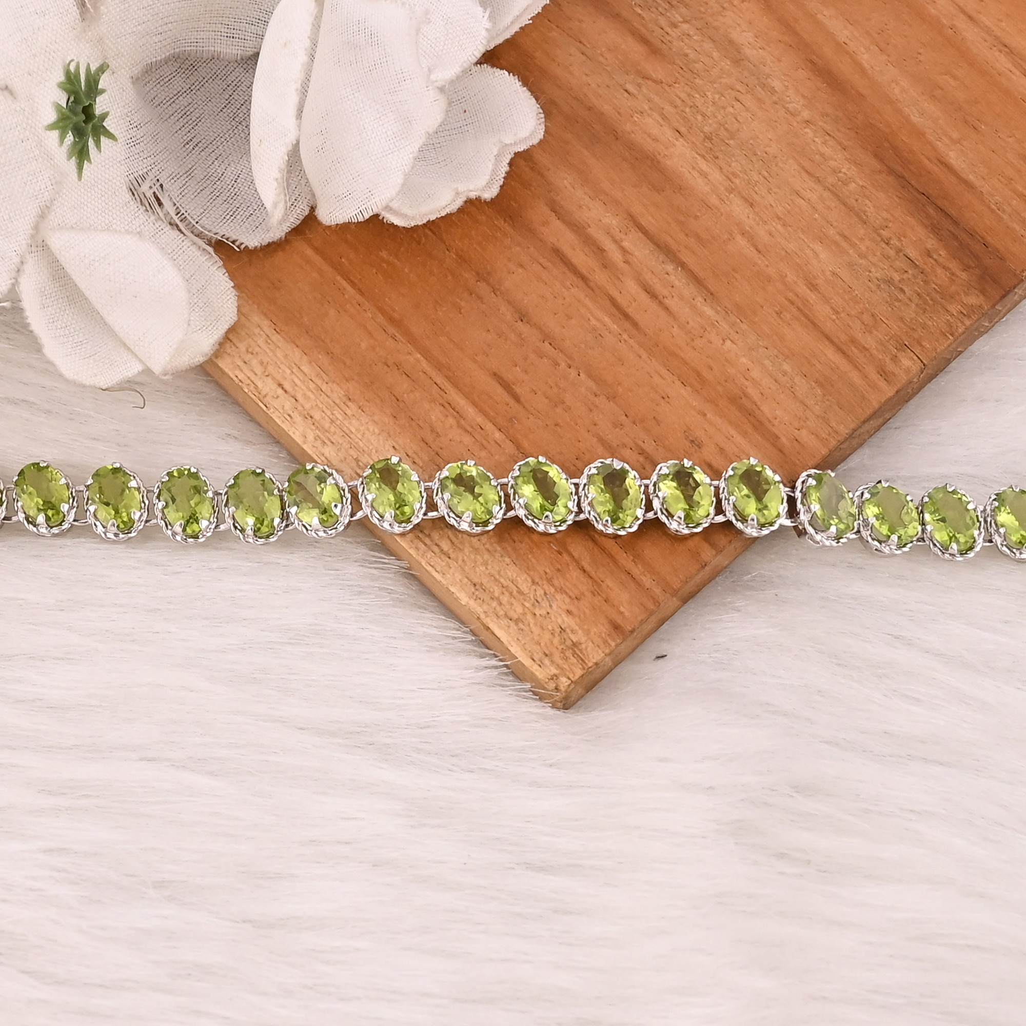 Premium Natural Green Peridot Bracelet in 925 Sterling Silver Handmade Luxury Jewelry Women  Men