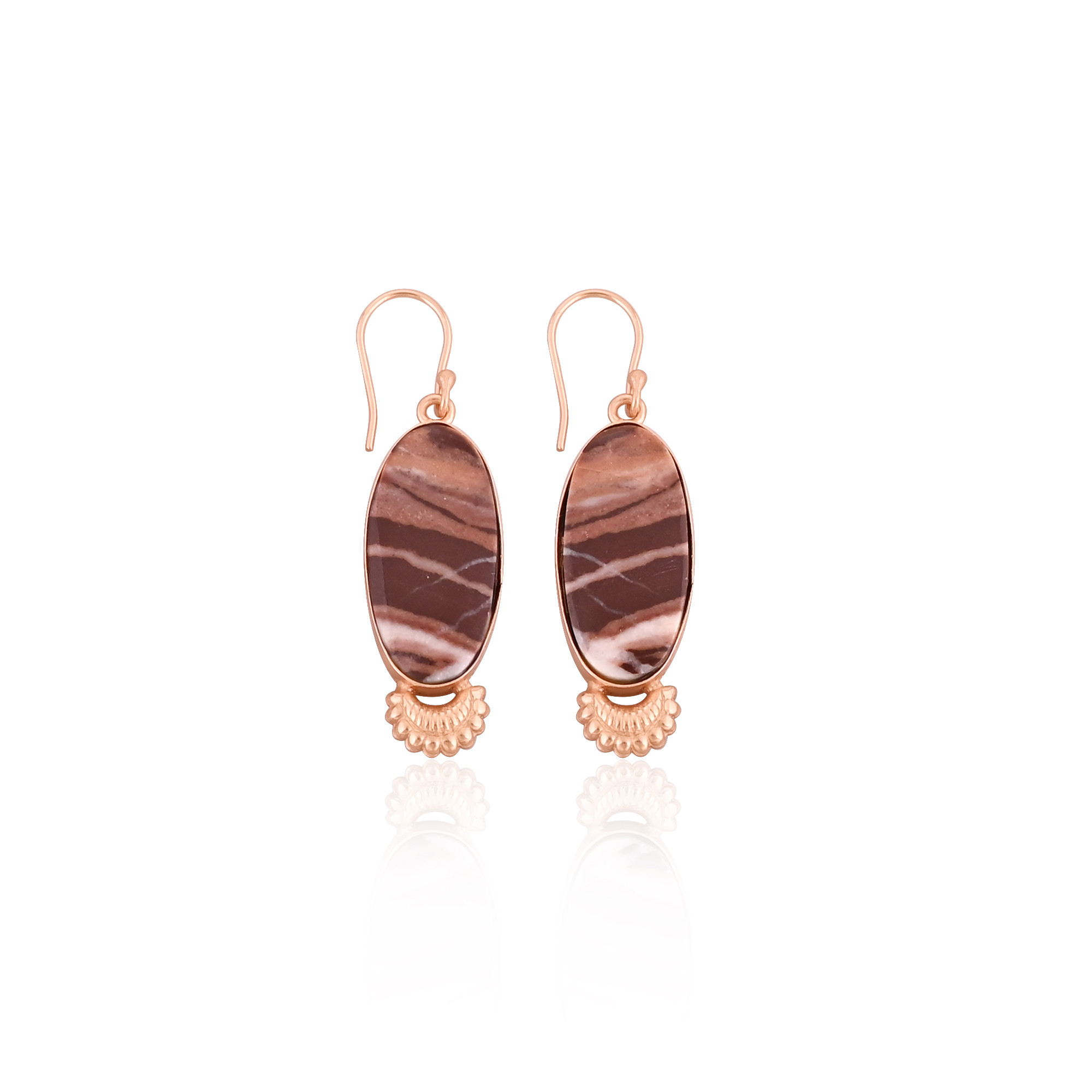 Malinga Jasper Gemstone Rose Gold Plated handmade Designer Dangle Earring