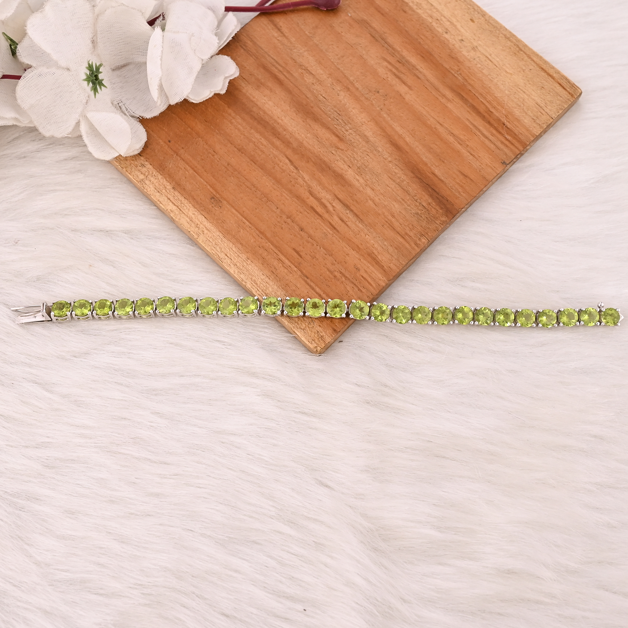 Premium Natural Green Peridot Bracelet in 925 Sterling Silver Handmade Luxury Jewelry Women  Men