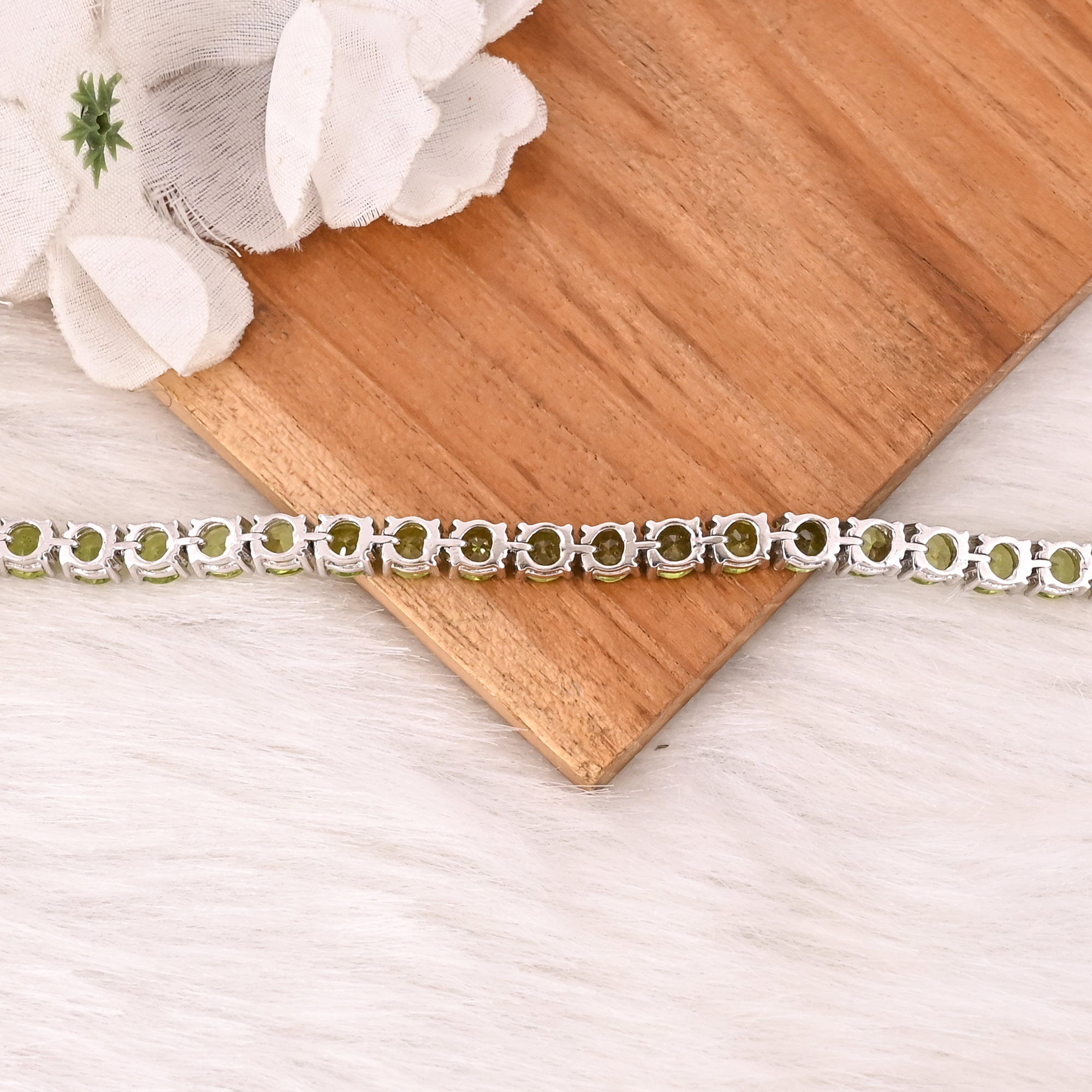 Premium Natural Green Peridot Bracelet in 925 Sterling Silver Handmade Luxury Jewelry Women  Men
