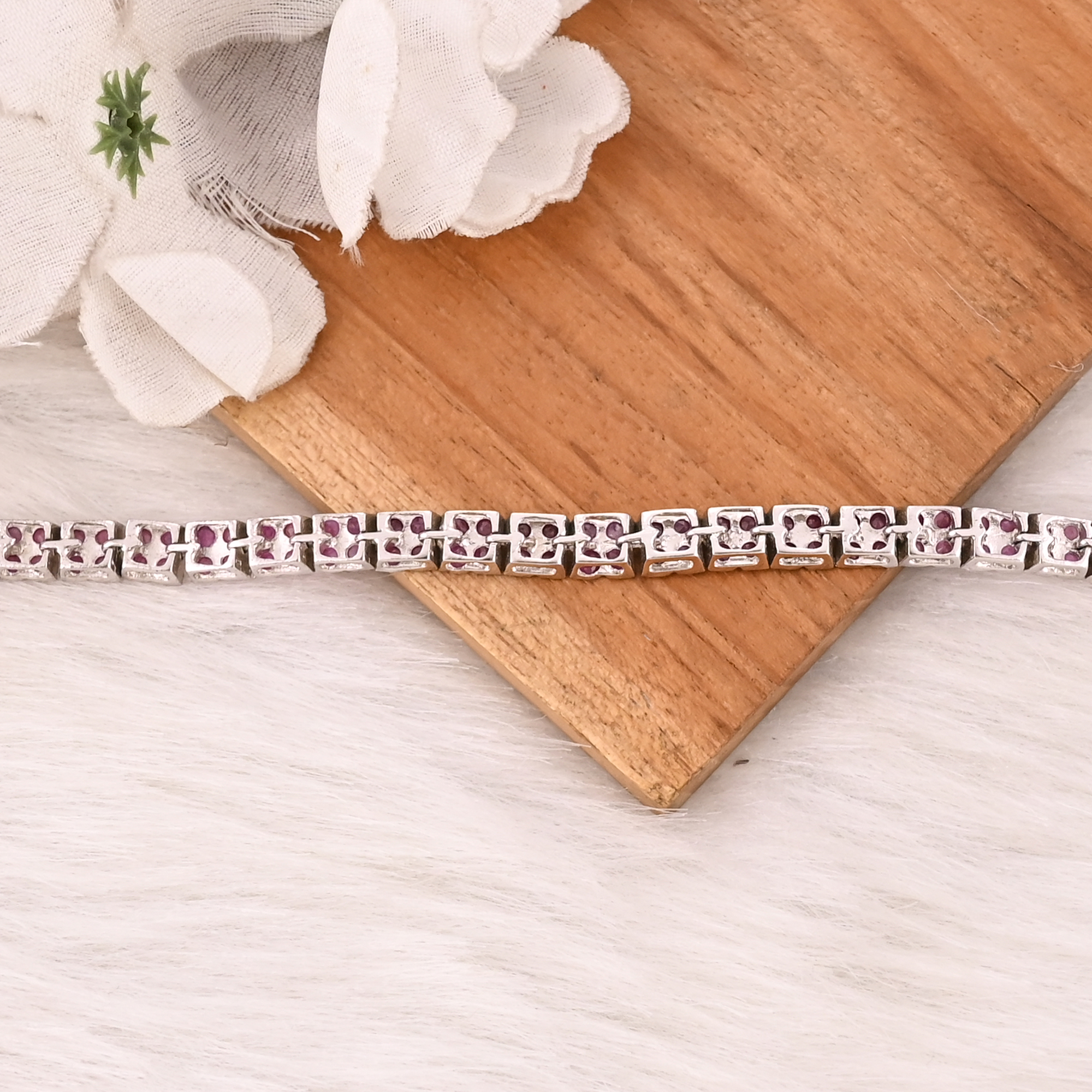 Natural Gemstone Pink Tourmaline Bracelet in 925 Sterling Silver Handmade Luxury Jewelry for Unisex