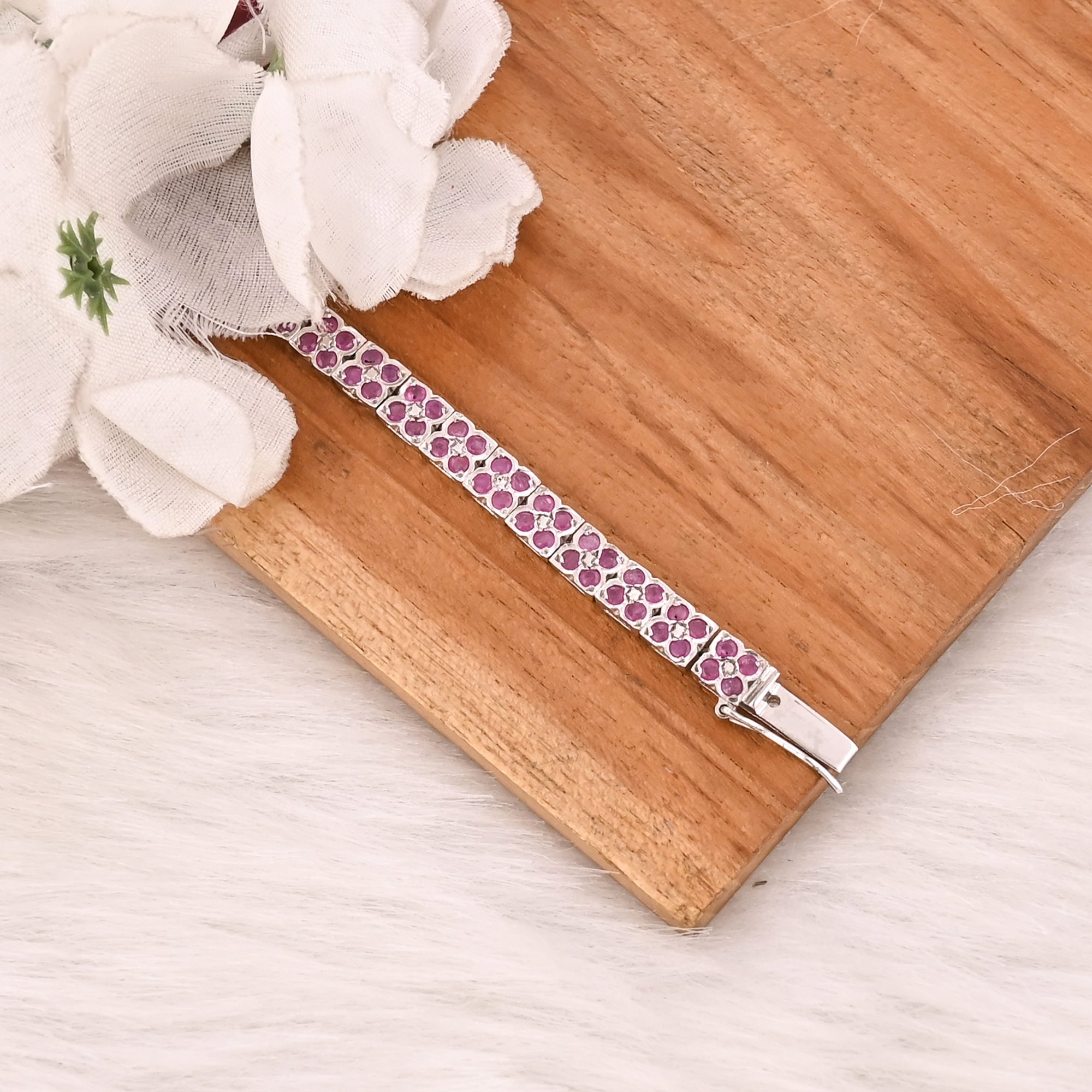 Natural Gemstone Pink Tourmaline Bracelet in 925 Sterling Silver Handmade Luxury Jewelry for Unisex